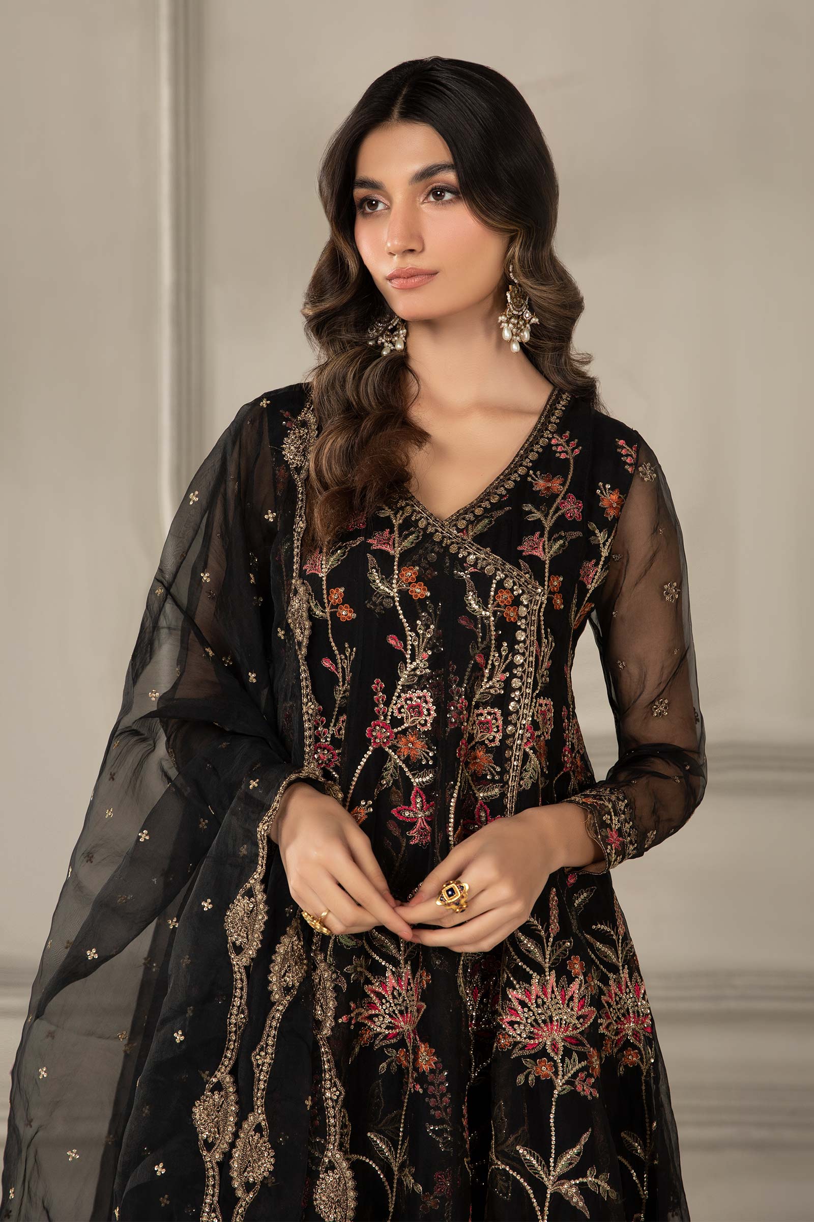 3 Piece Embroidered Organza Suit - Image 2