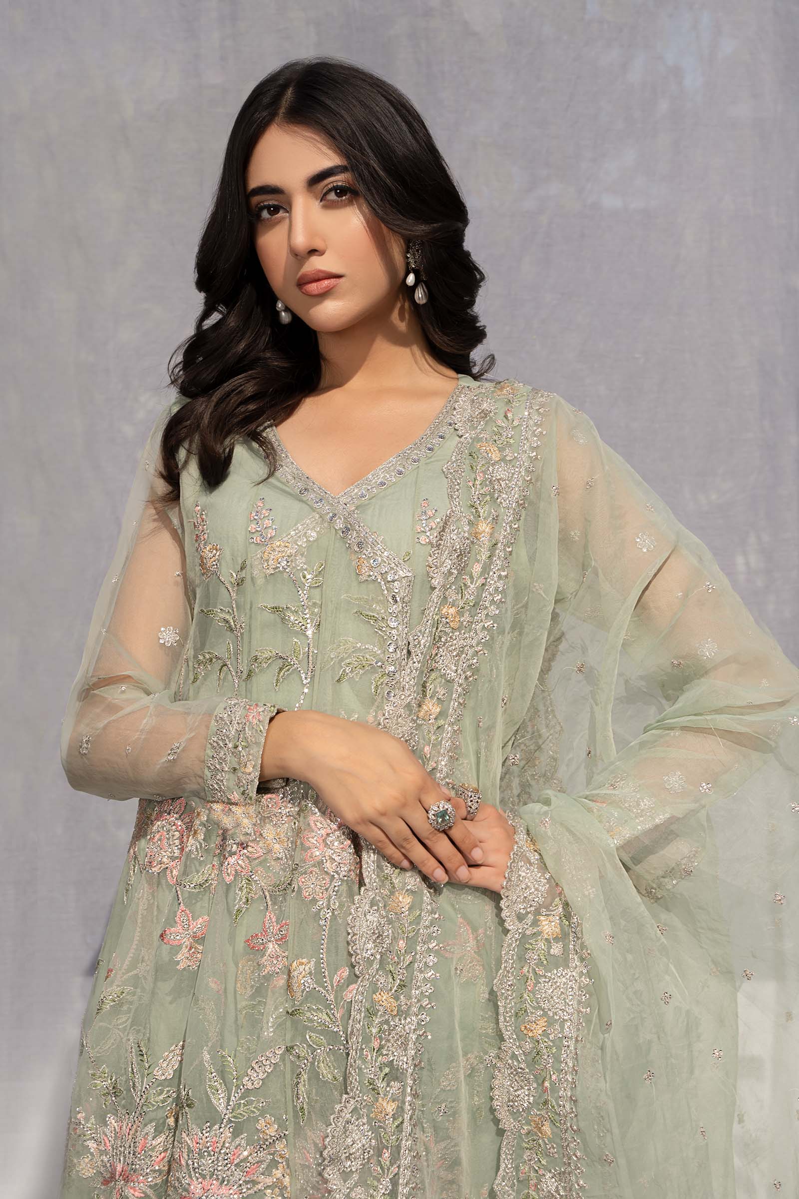 3 Piece Embroidered Organza Suit - Image 2