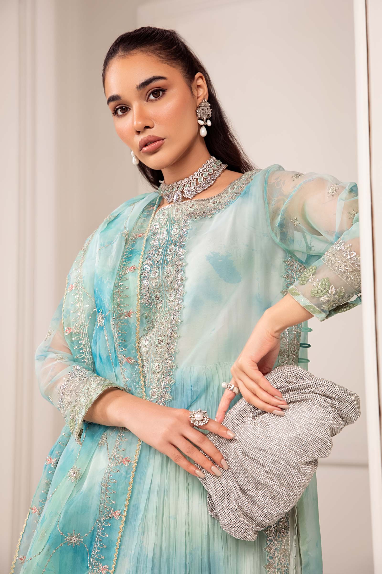 3 Piece Embroidered Organza Suit - Image 2