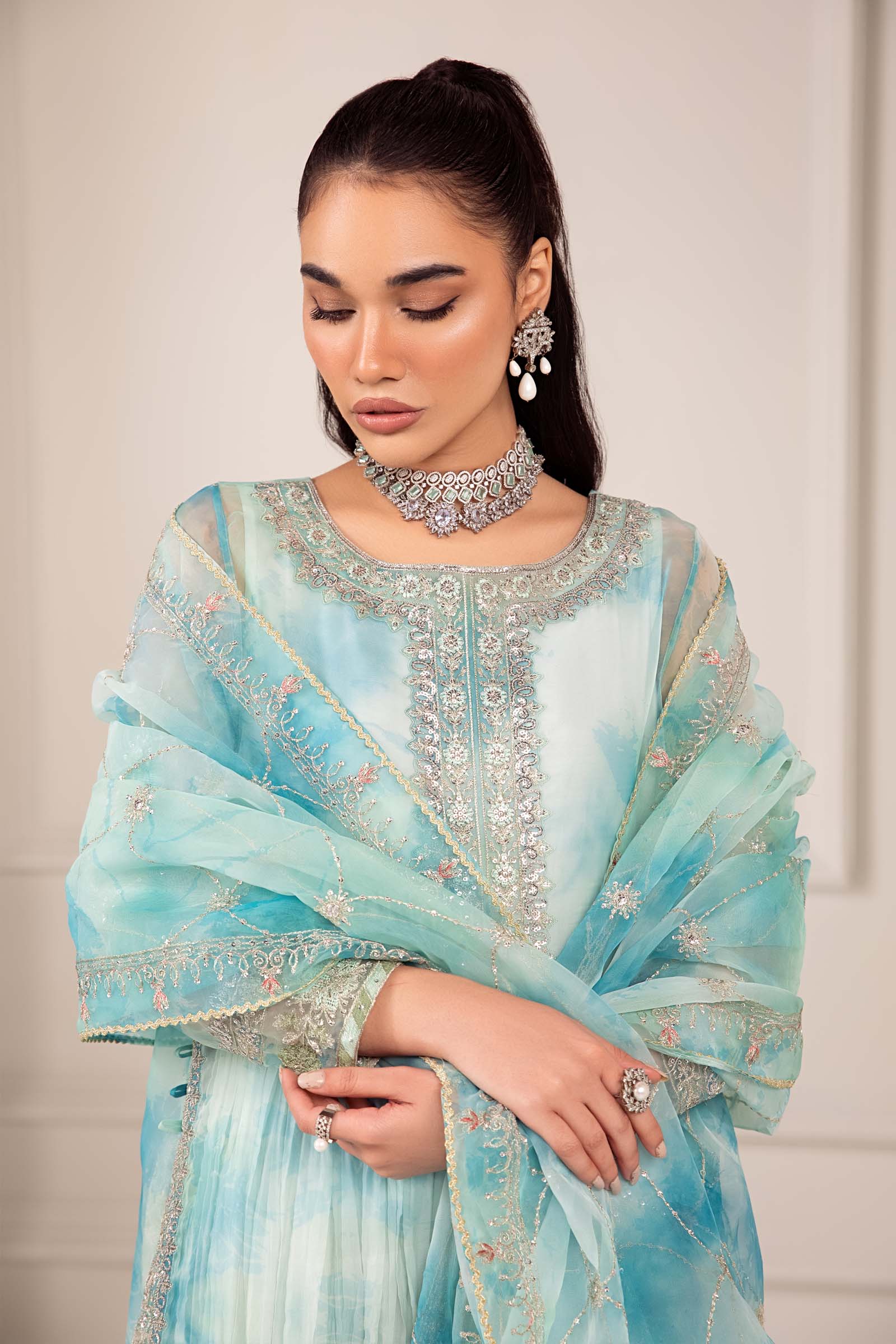 3 Piece Embroidered Organza Suit - Image 3