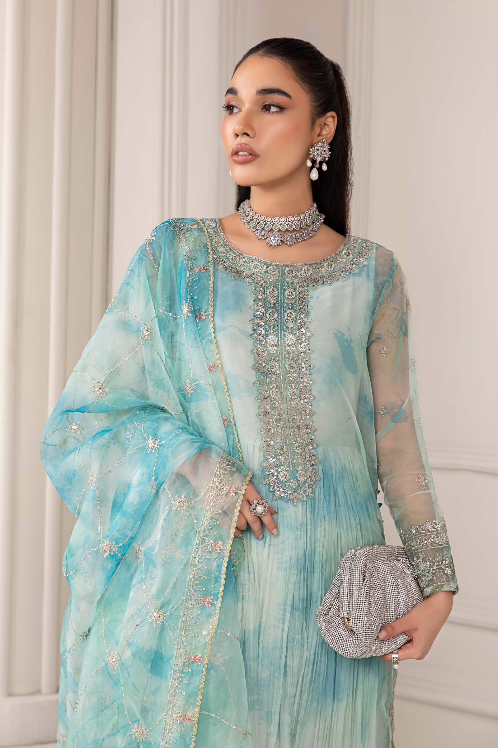 3 Piece Embroidered Organza Suit - Image 4