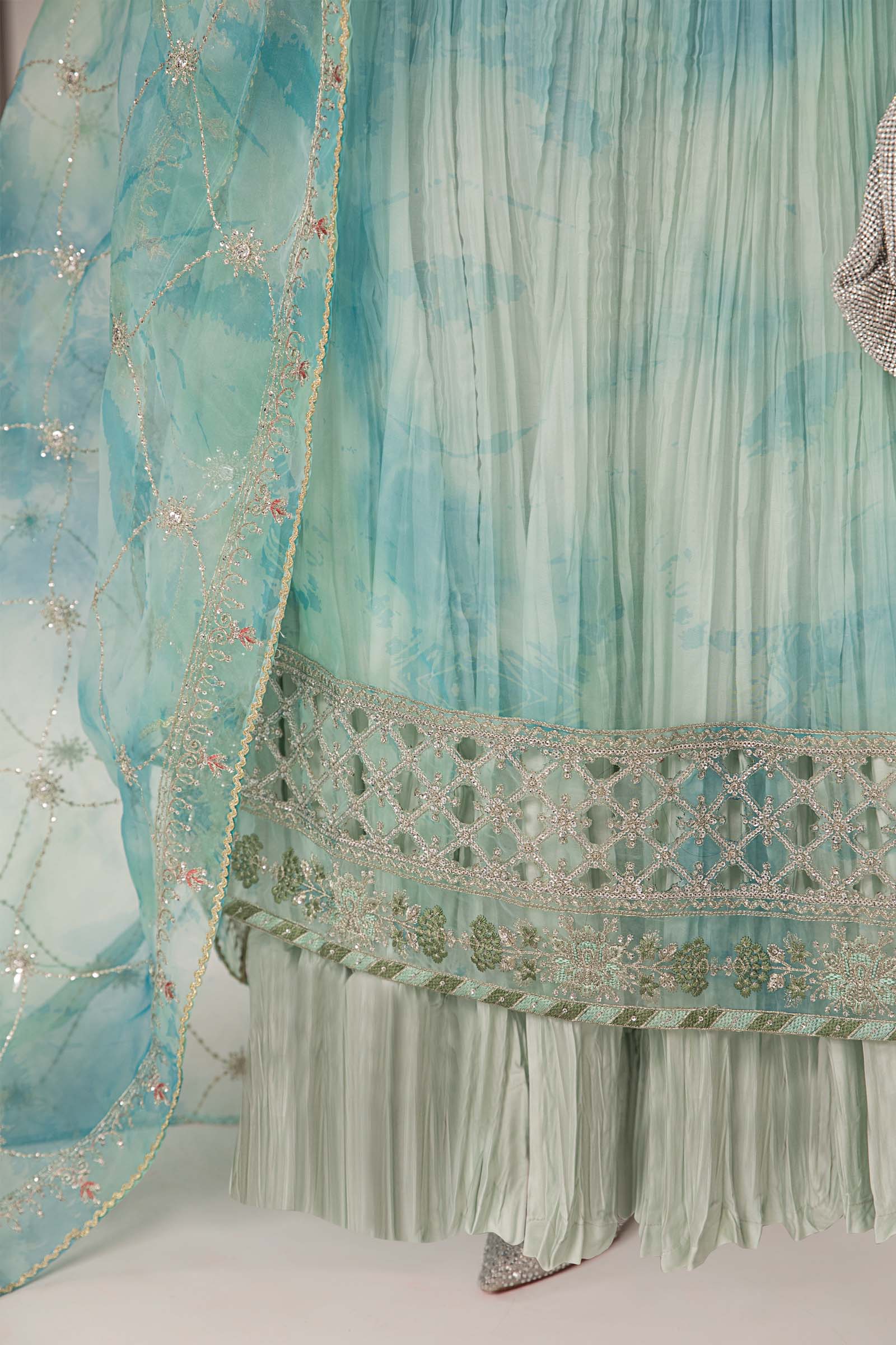 3 Piece Embroidered Organza Suit - Image 5