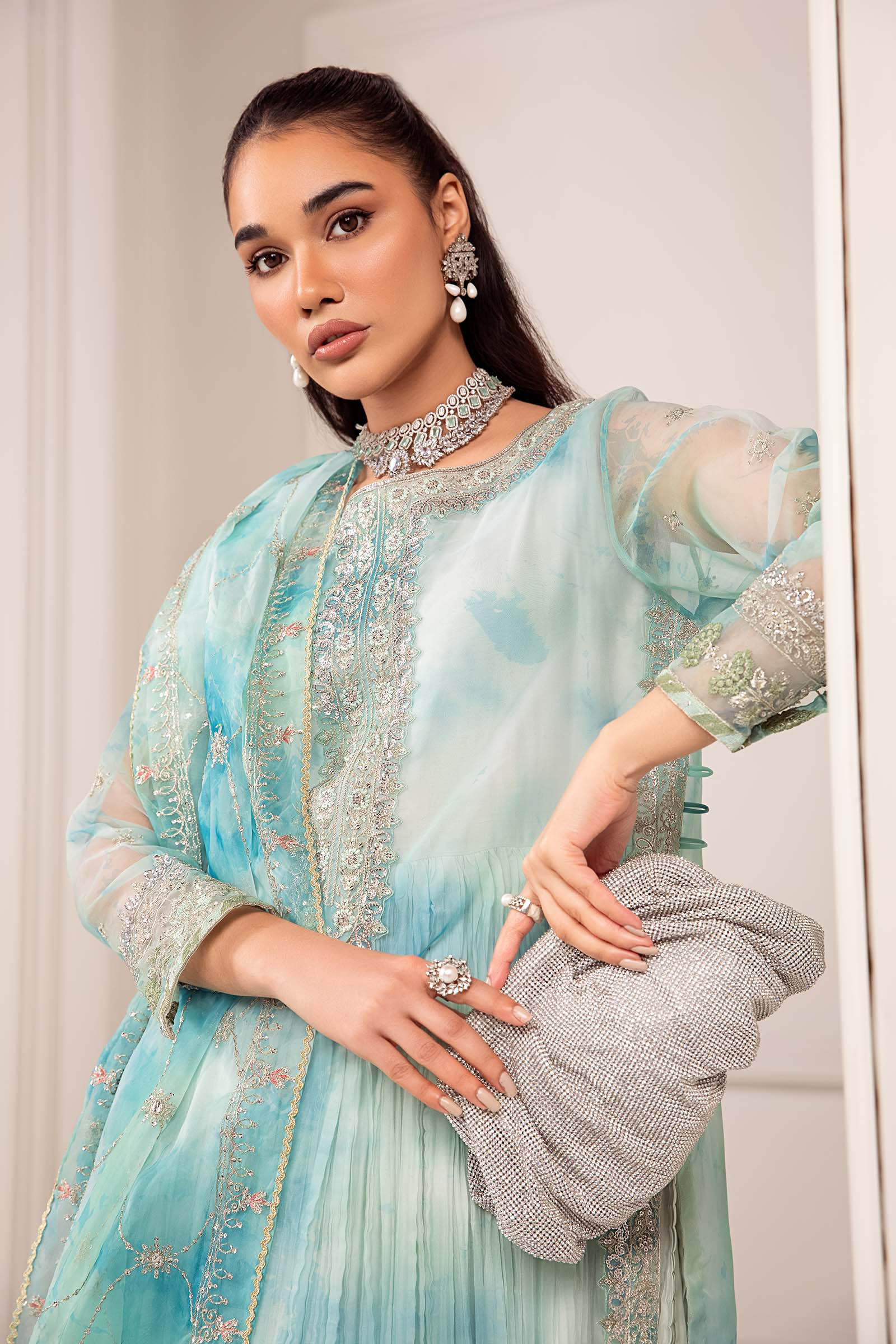 3 Piece Embroidered Organza Suit - Image 2