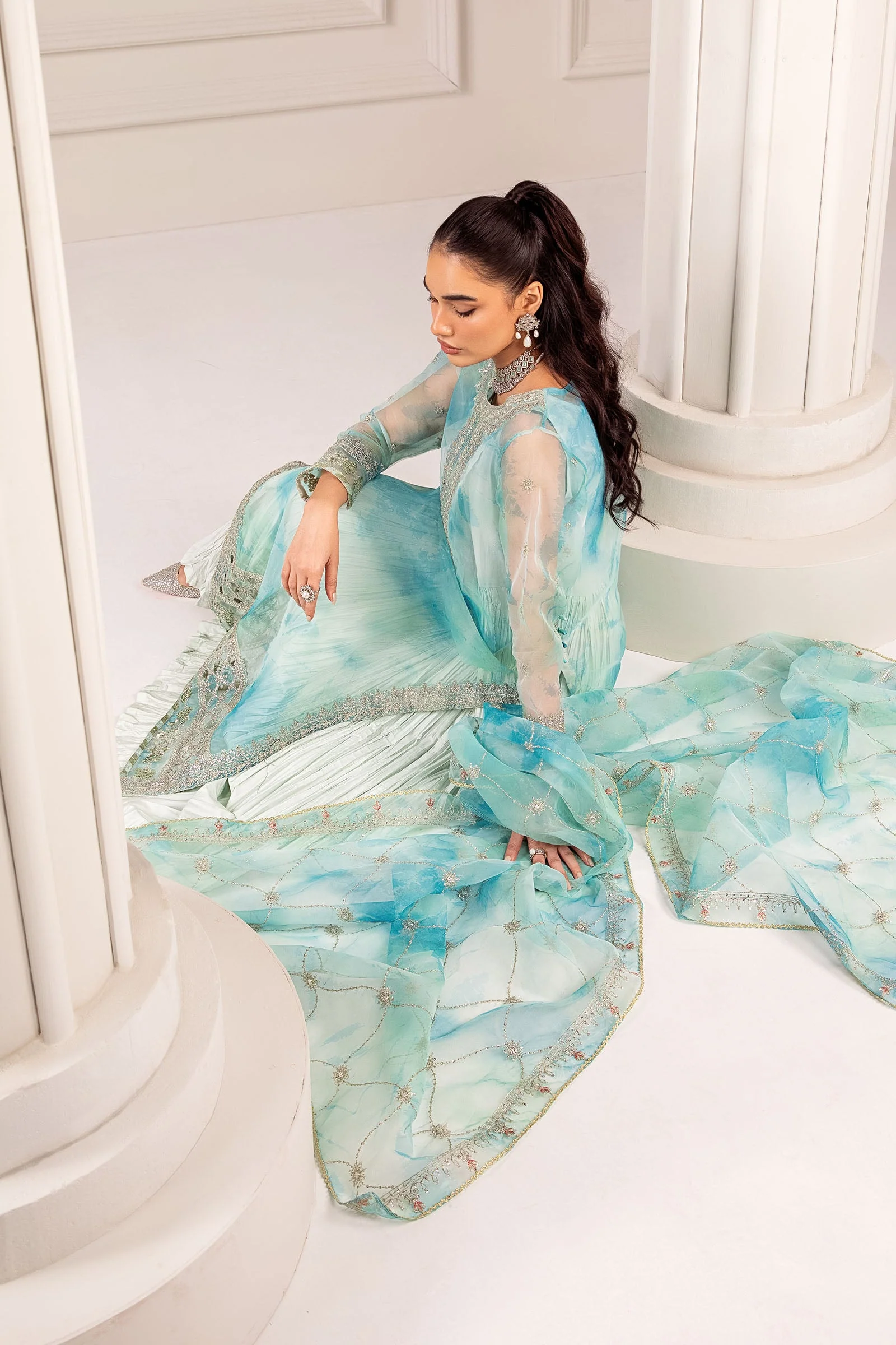 3 Piece Embroidered Organza Suit - Image 3