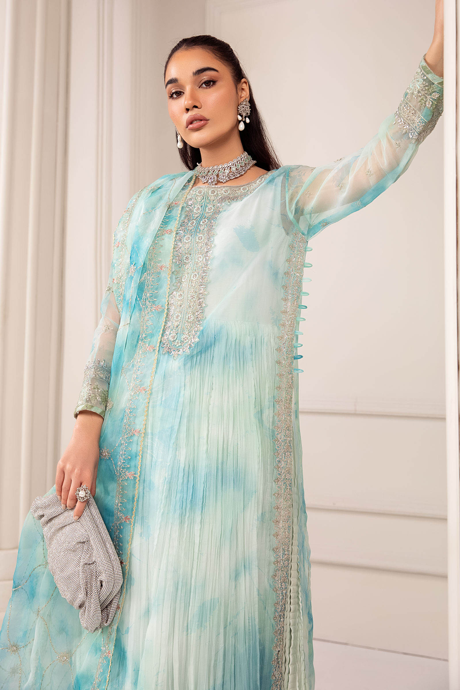 3 Piece Embroidered Organza Suit - Image 6