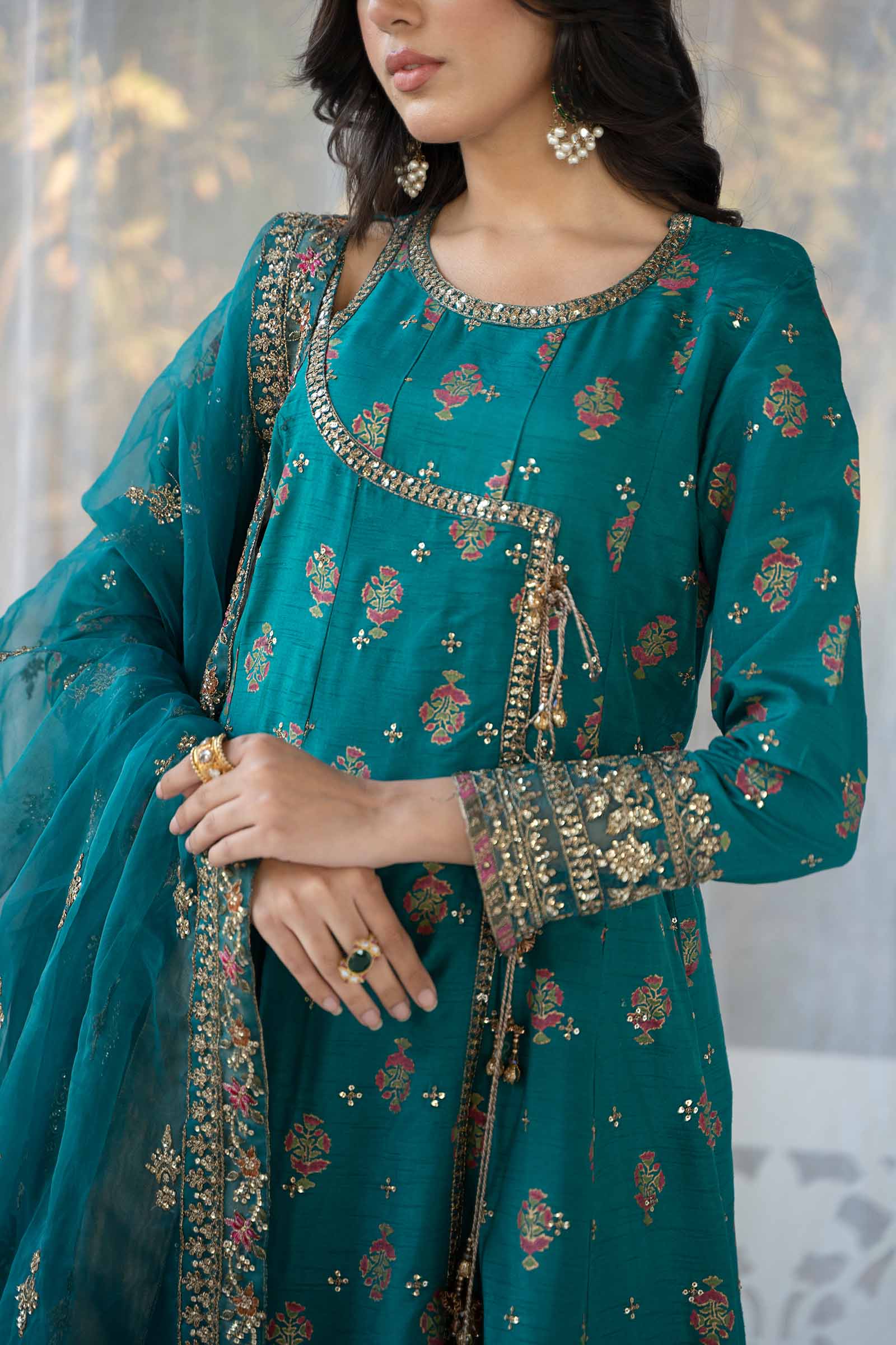 3 Piece Printed Raw Silk Suit - Image 2