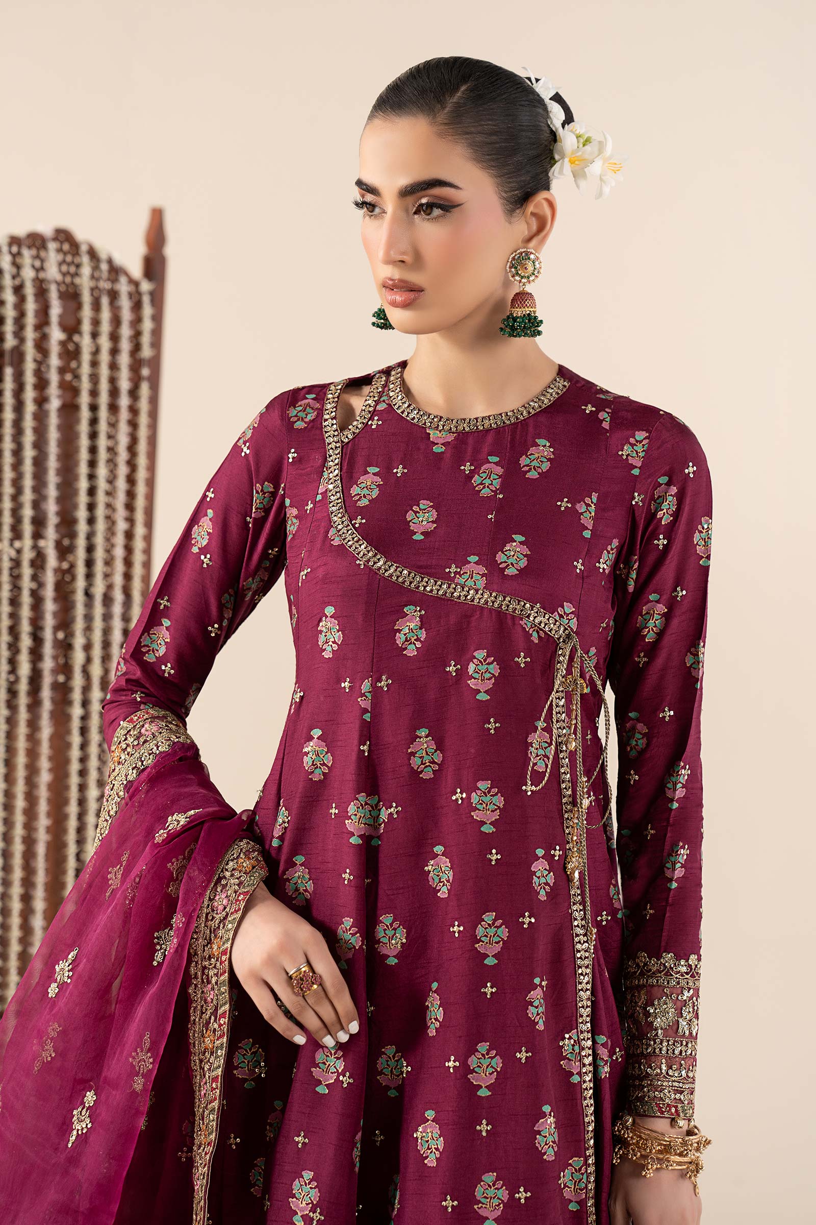 3 Piece Printed Raw Silk Suit - Image 2