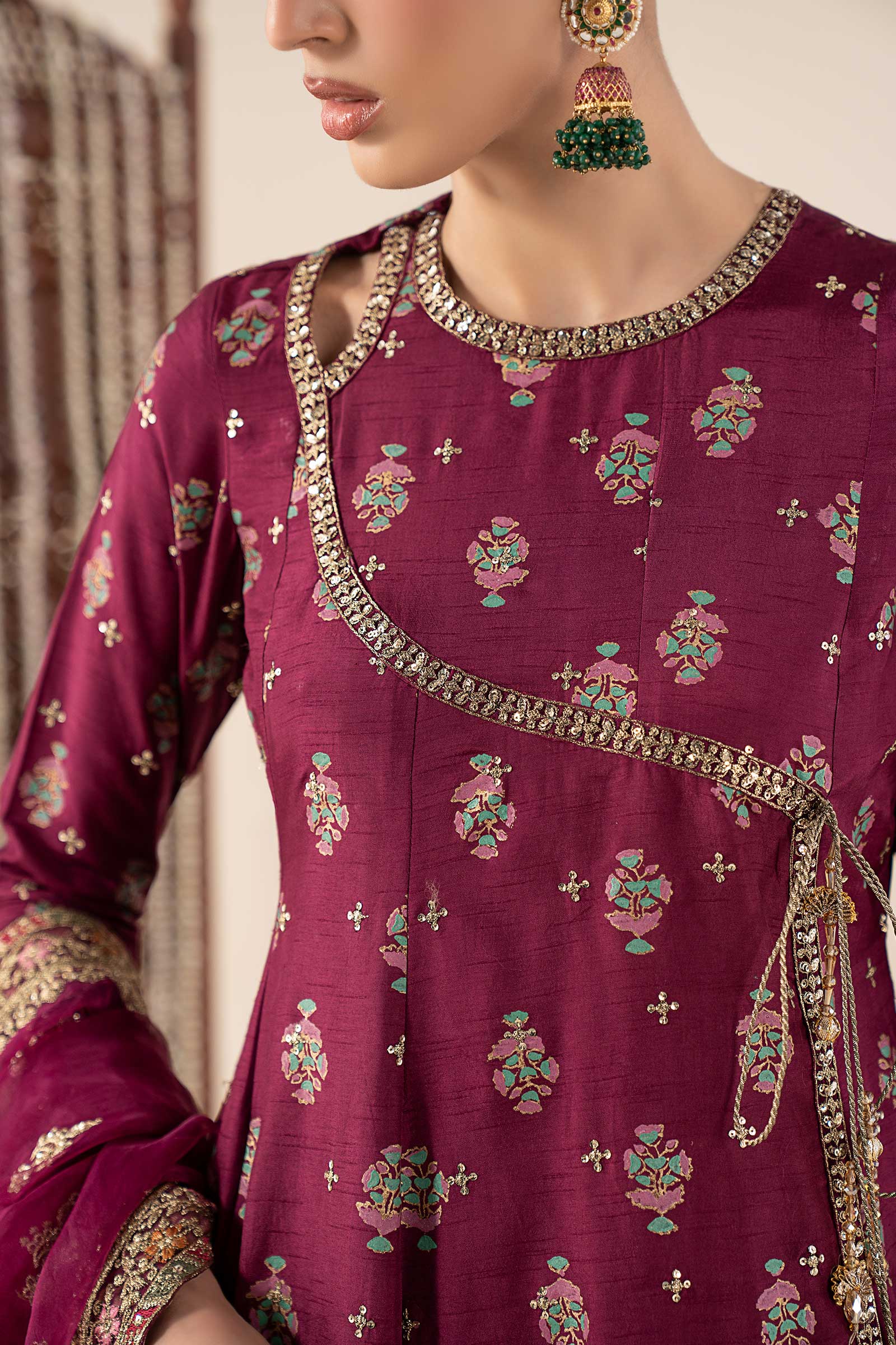 3 Piece Printed Raw Silk Suit - Image 4