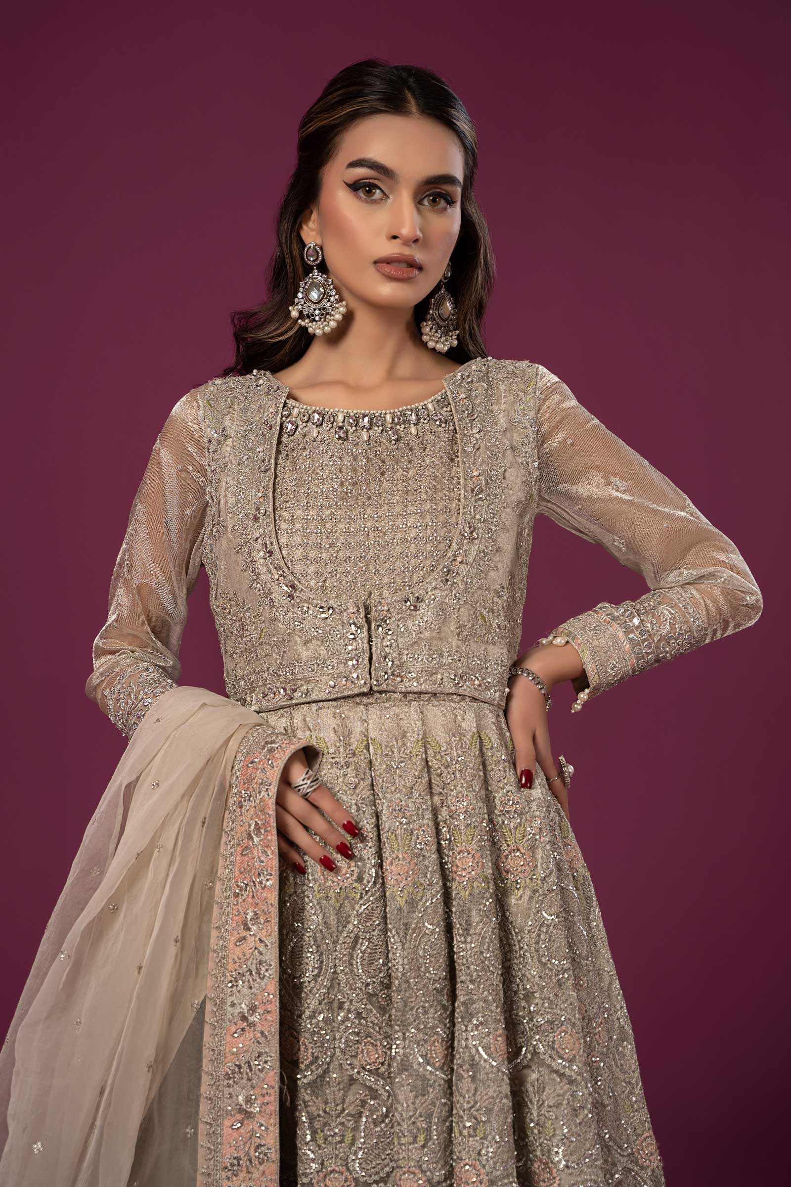 3 Piece Embroidered Net Suit - Image 2