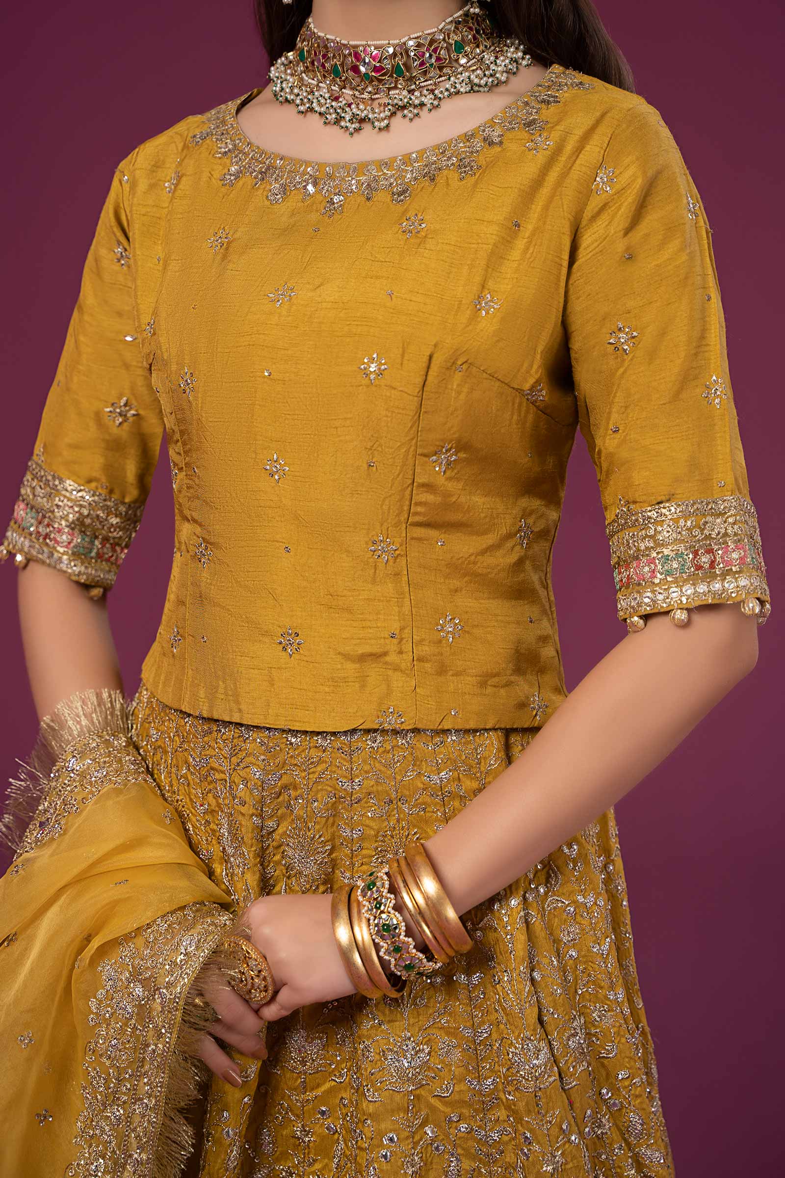 3 Piece Embroidered Raw Silk Suit - Image 2