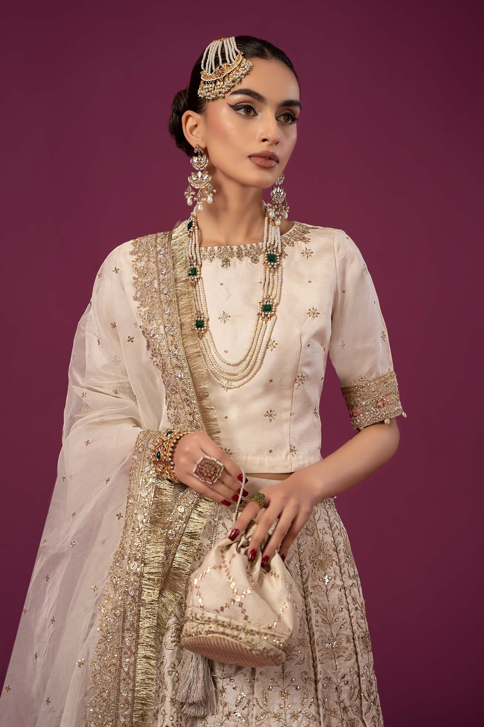 3 Piece Embroidered Raw Silk Suit - Image 6