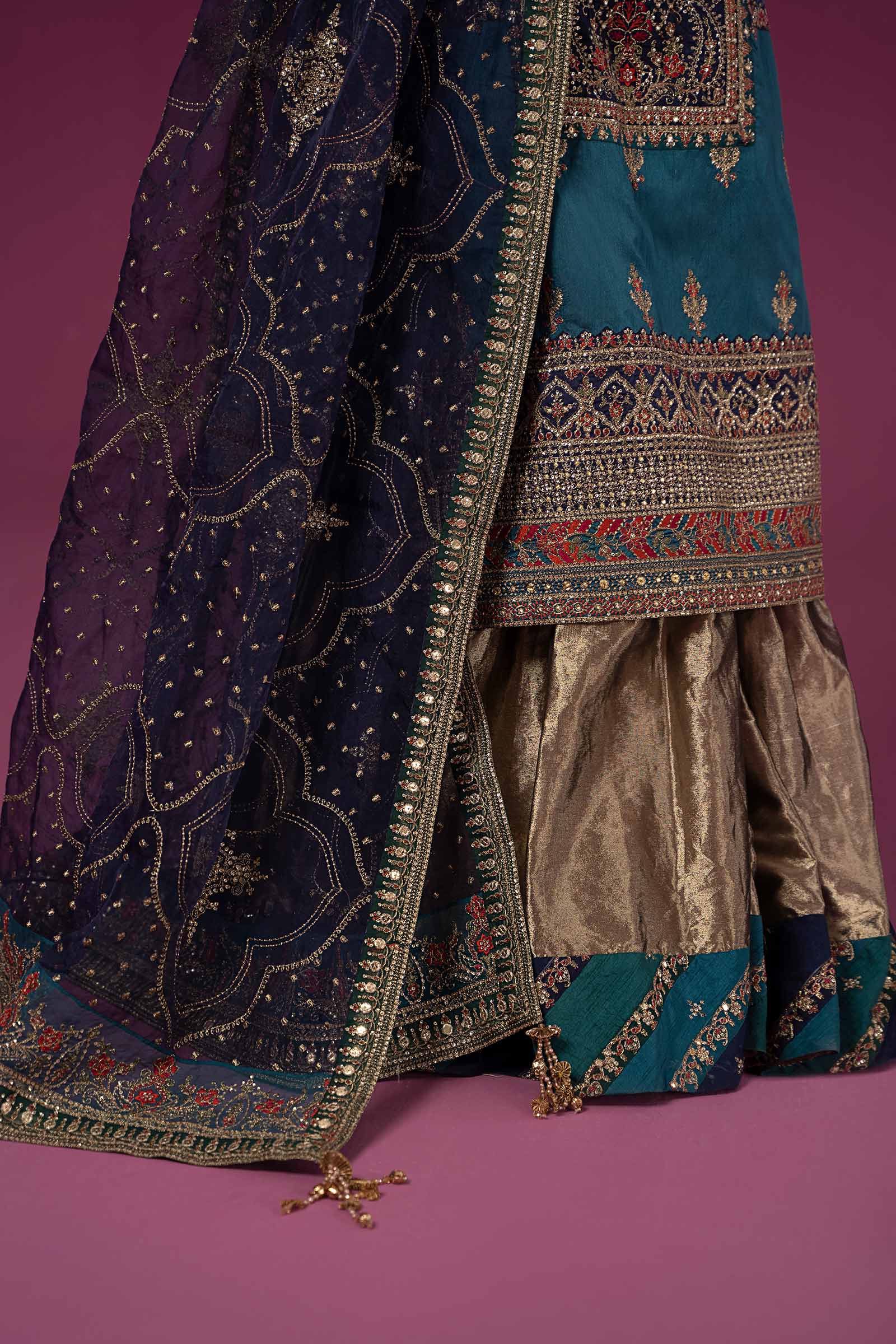 3 Piece Embroidered Raw Silk Suit - Image 8
