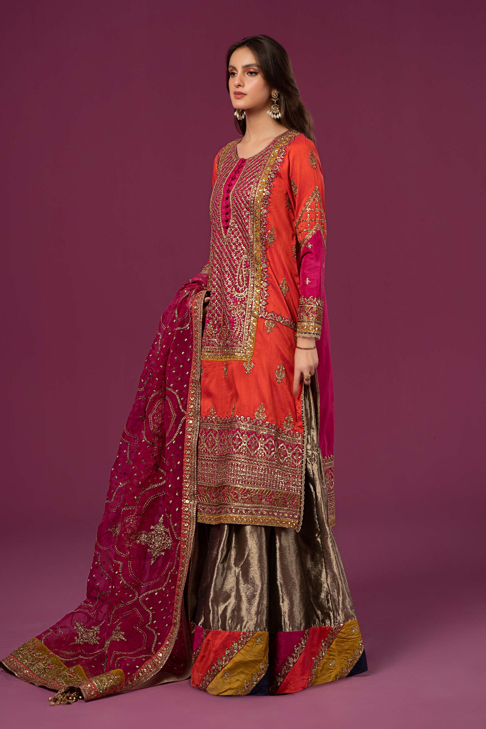 3 Piece Embroidered Raw Silk Suit - Image 6