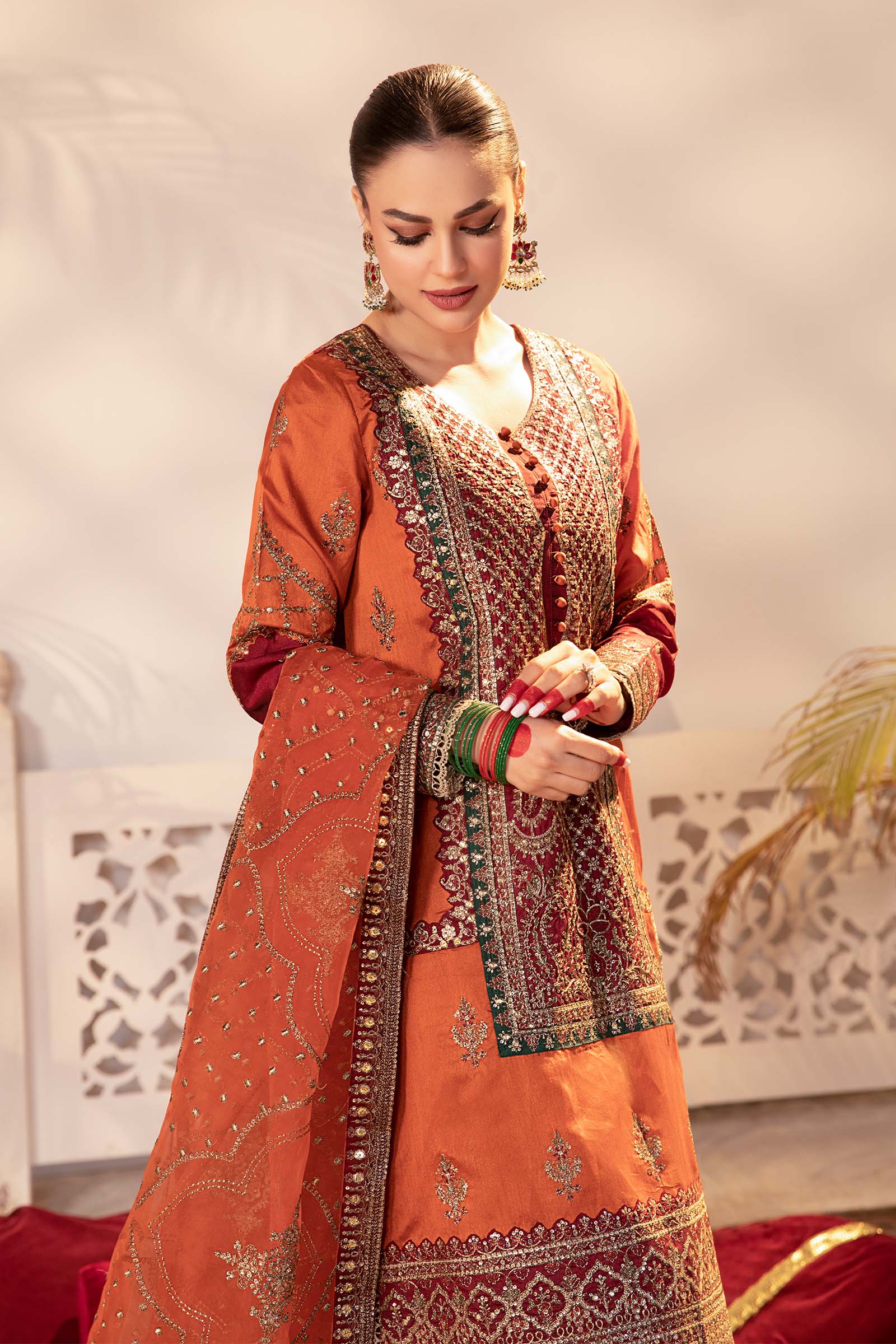 3 Piece Embroidered Raw Silk Suit - Image 2
