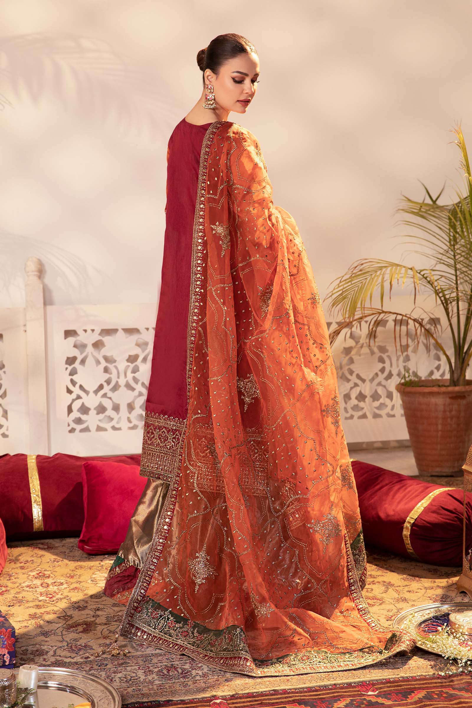 3 Piece Embroidered Raw Silk Suit - Image 4