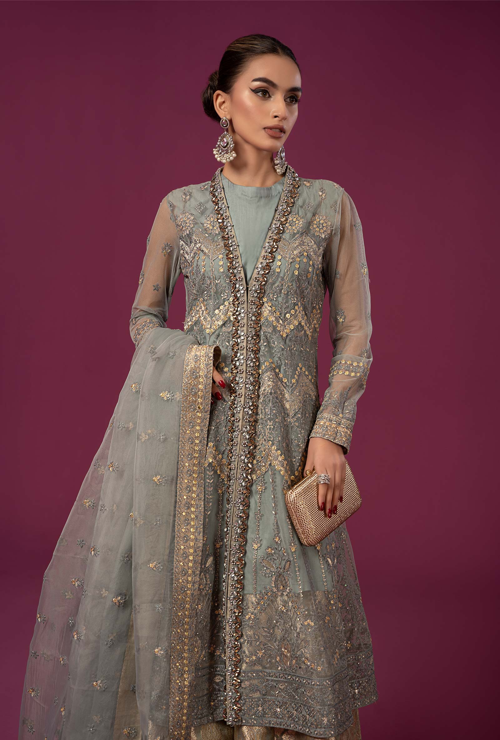 3 Piece Embroidered Net Suit - Image 2