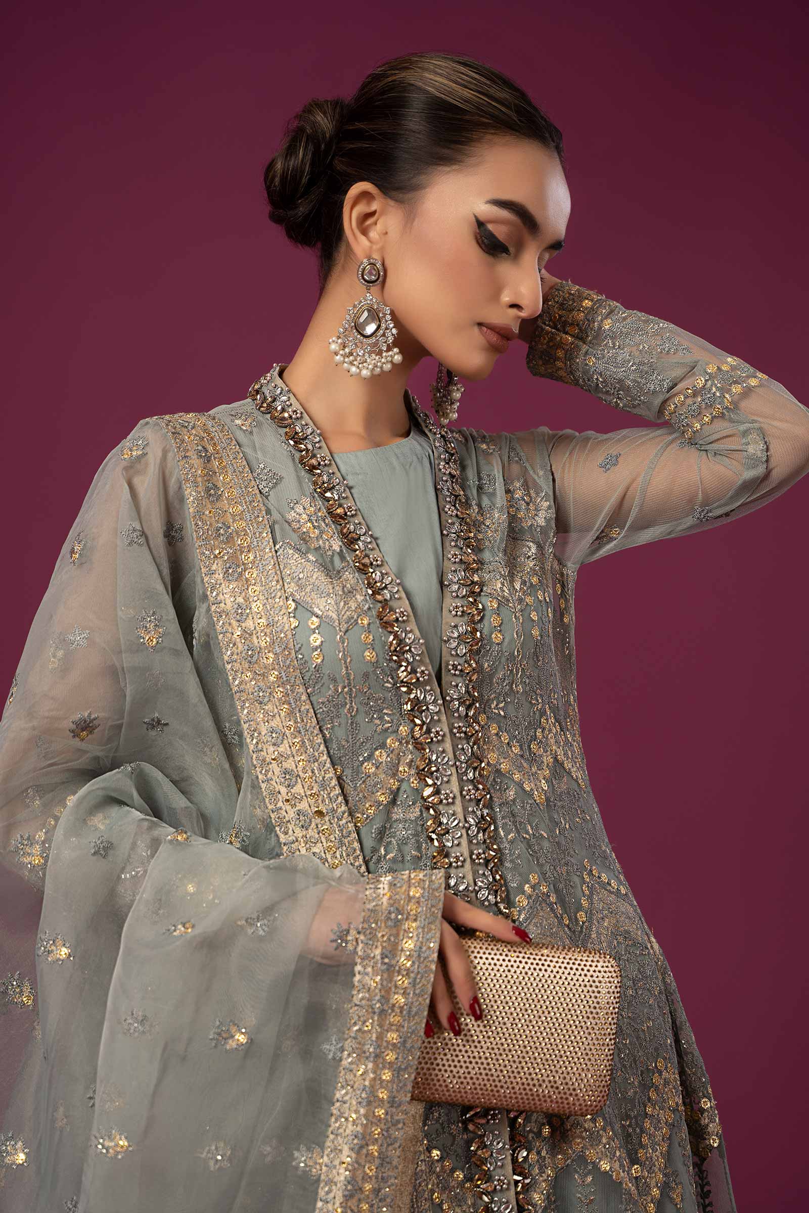 3 Piece Embroidered Net Suit - Image 4