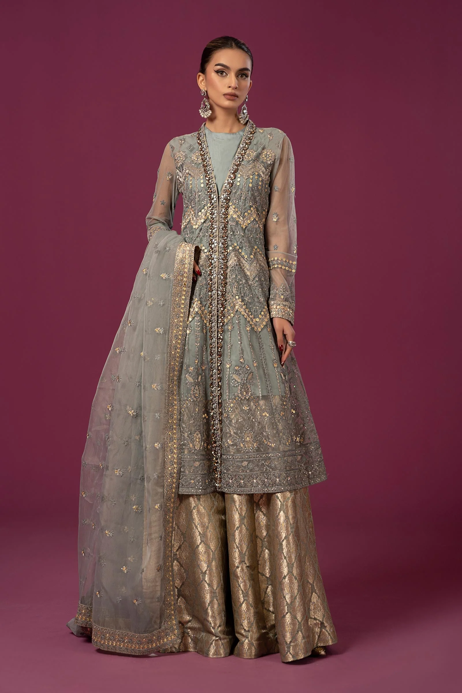 3 Piece Embroidered Net Suit - Image 6