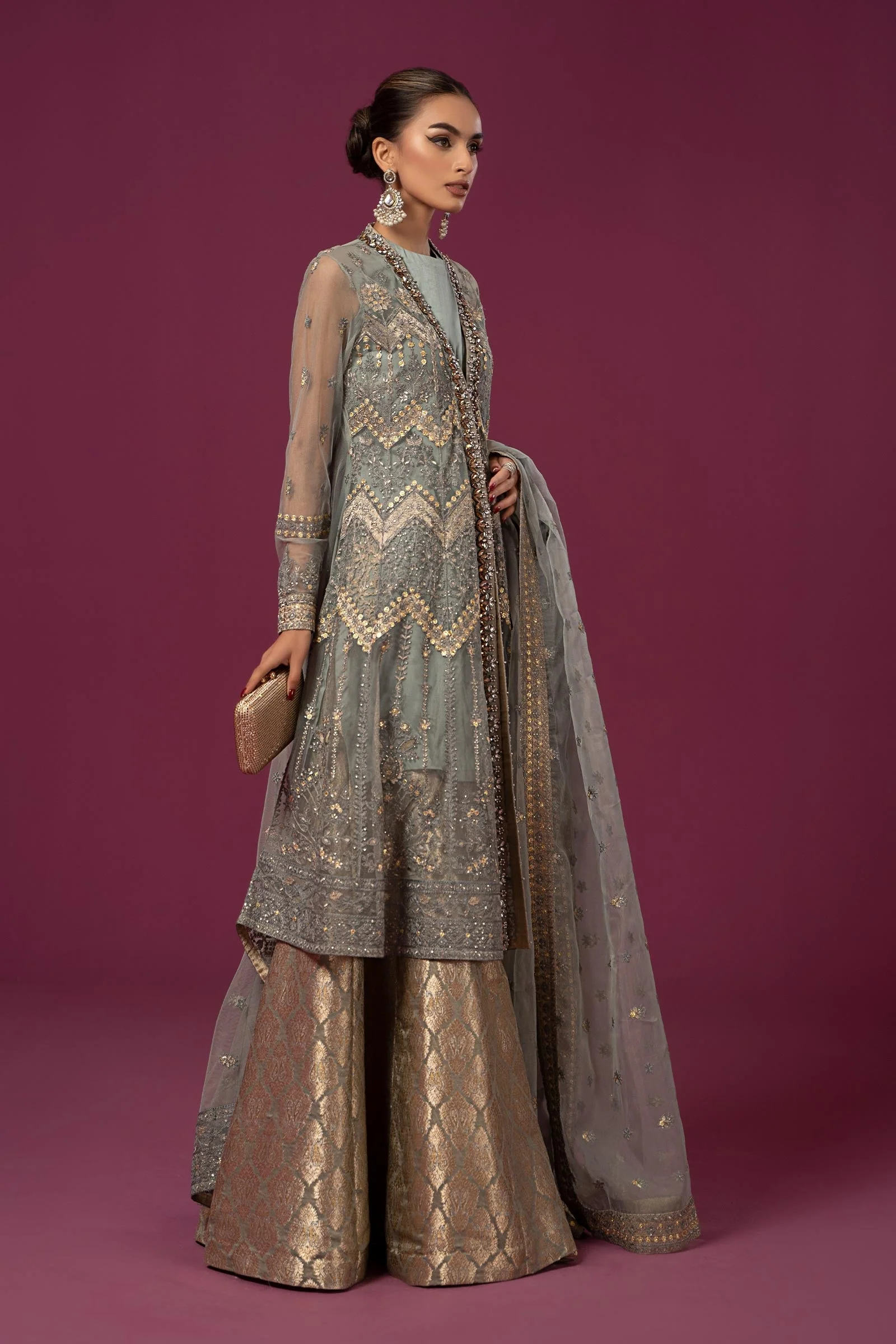 3 Piece Embroidered Net Suit - Image 7