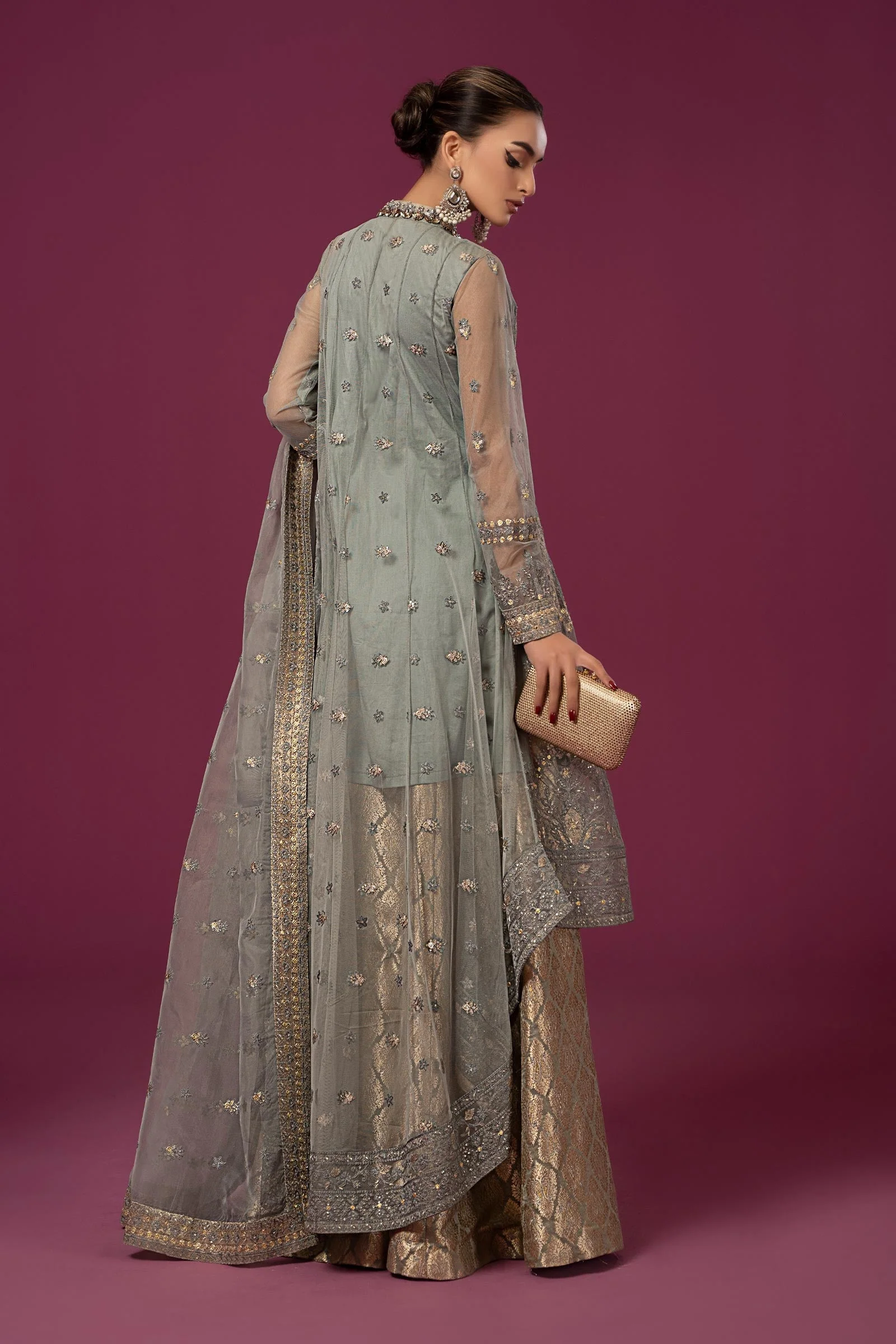 3 Piece Embroidered Net Suit - Image 8