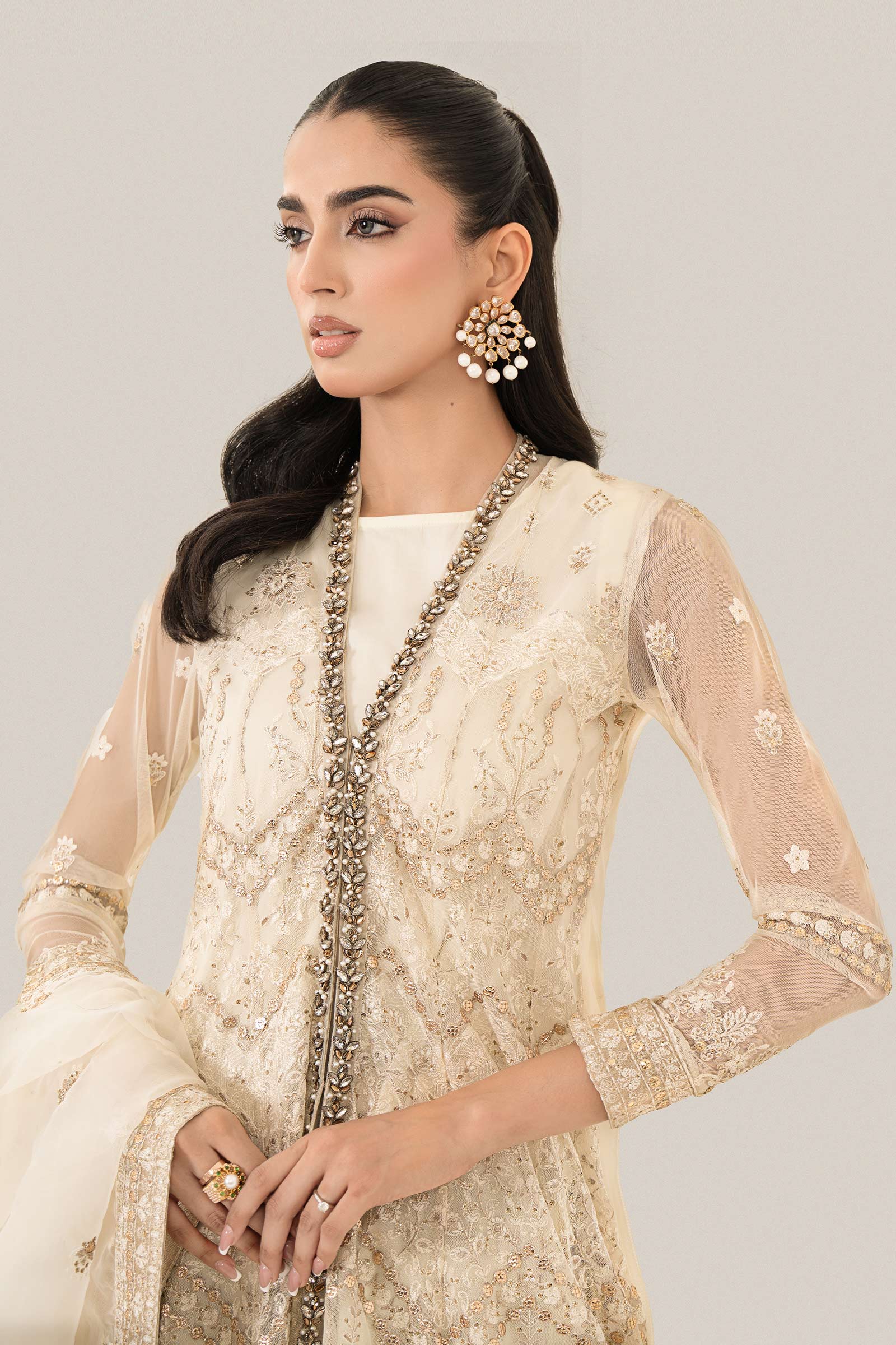 3 Piece Embroidered Net Suit - Image 2