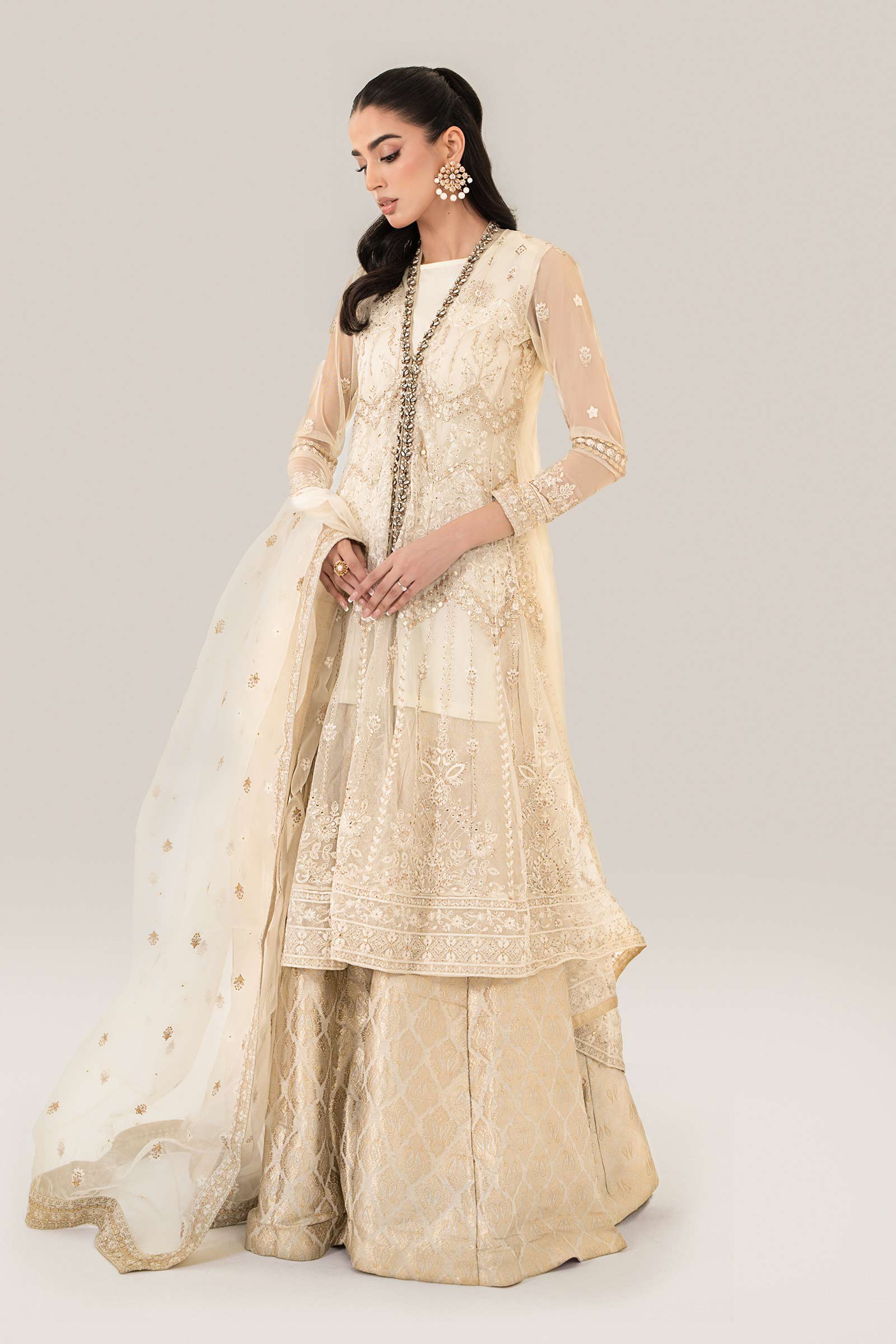 3 Piece Embroidered Net Suit - Image 5
