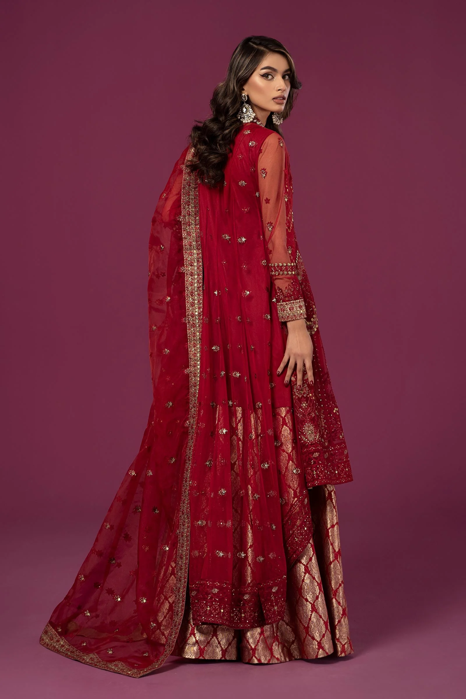 3 Piece Embroidered Net Suit - Image 6