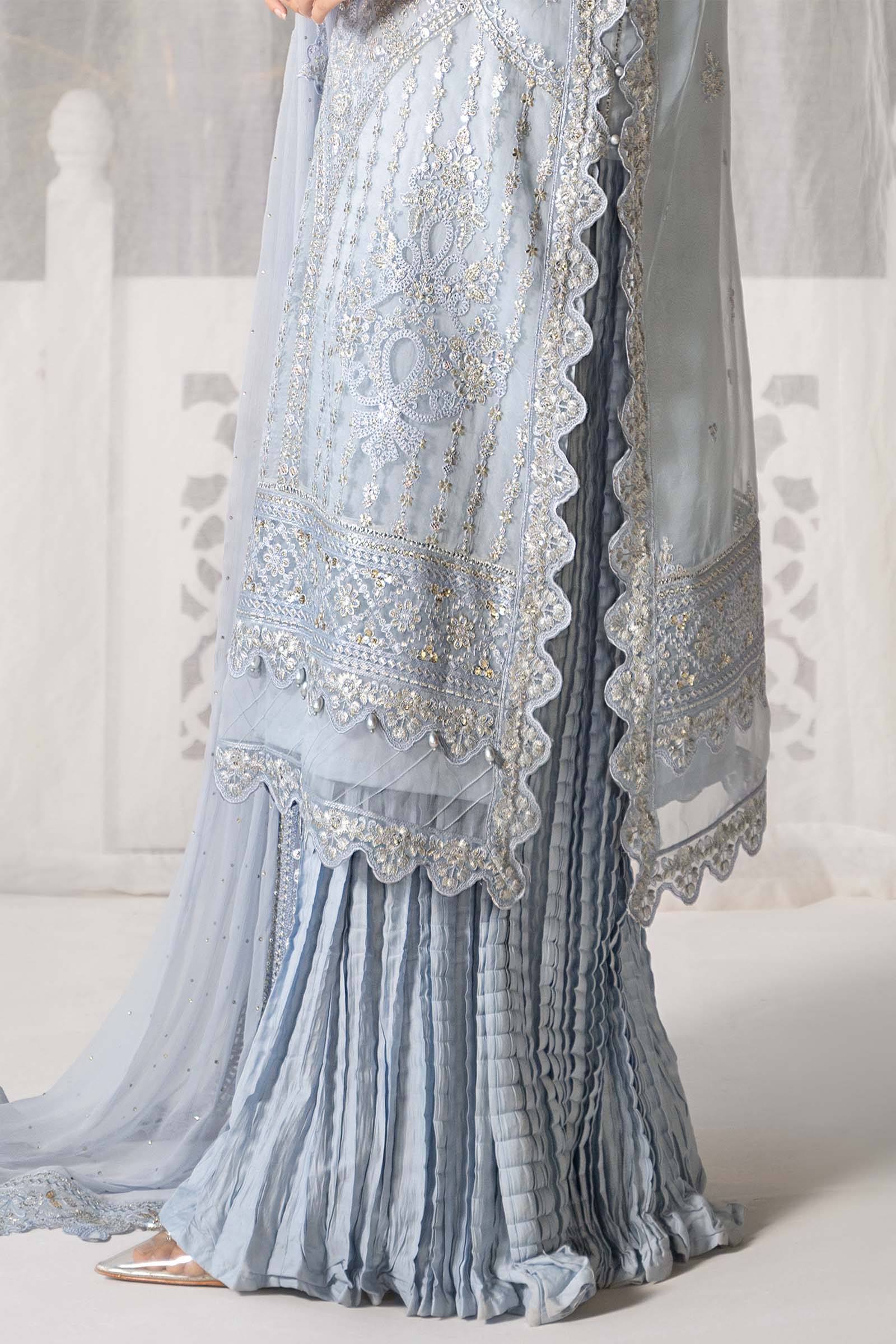 3 Piece Embroidered Organza Suit - Image 4