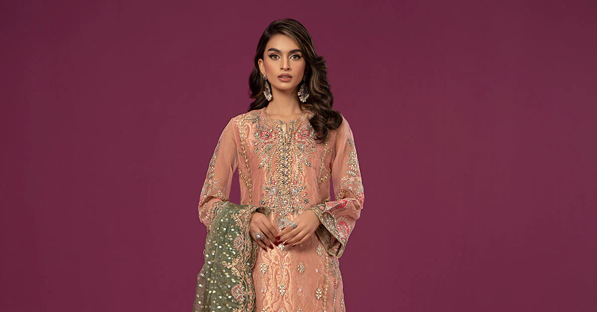 3 Piece Embroidered Organza Suit - Image 10