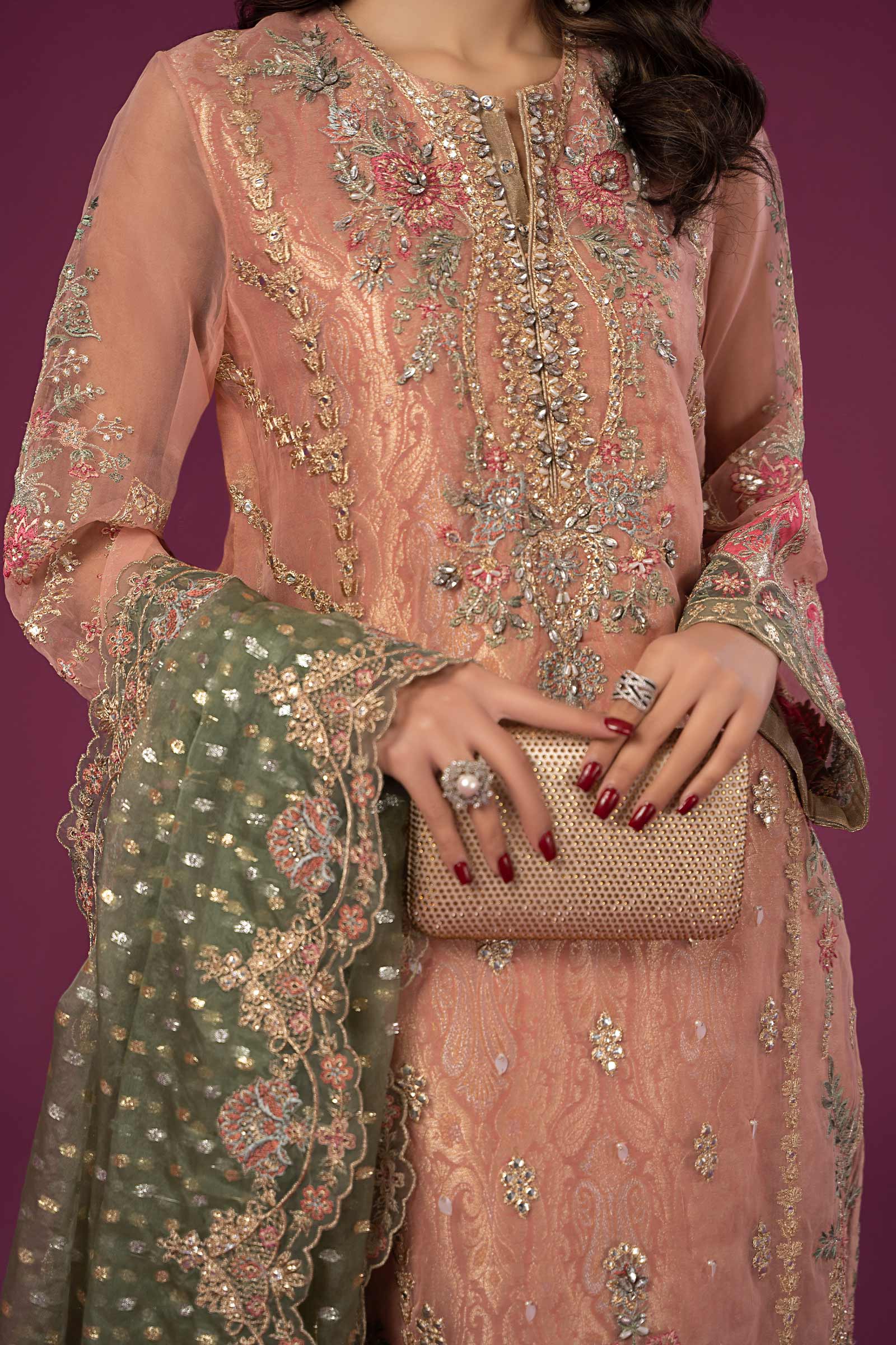 3 Piece Embroidered Organza Suit - Image 3