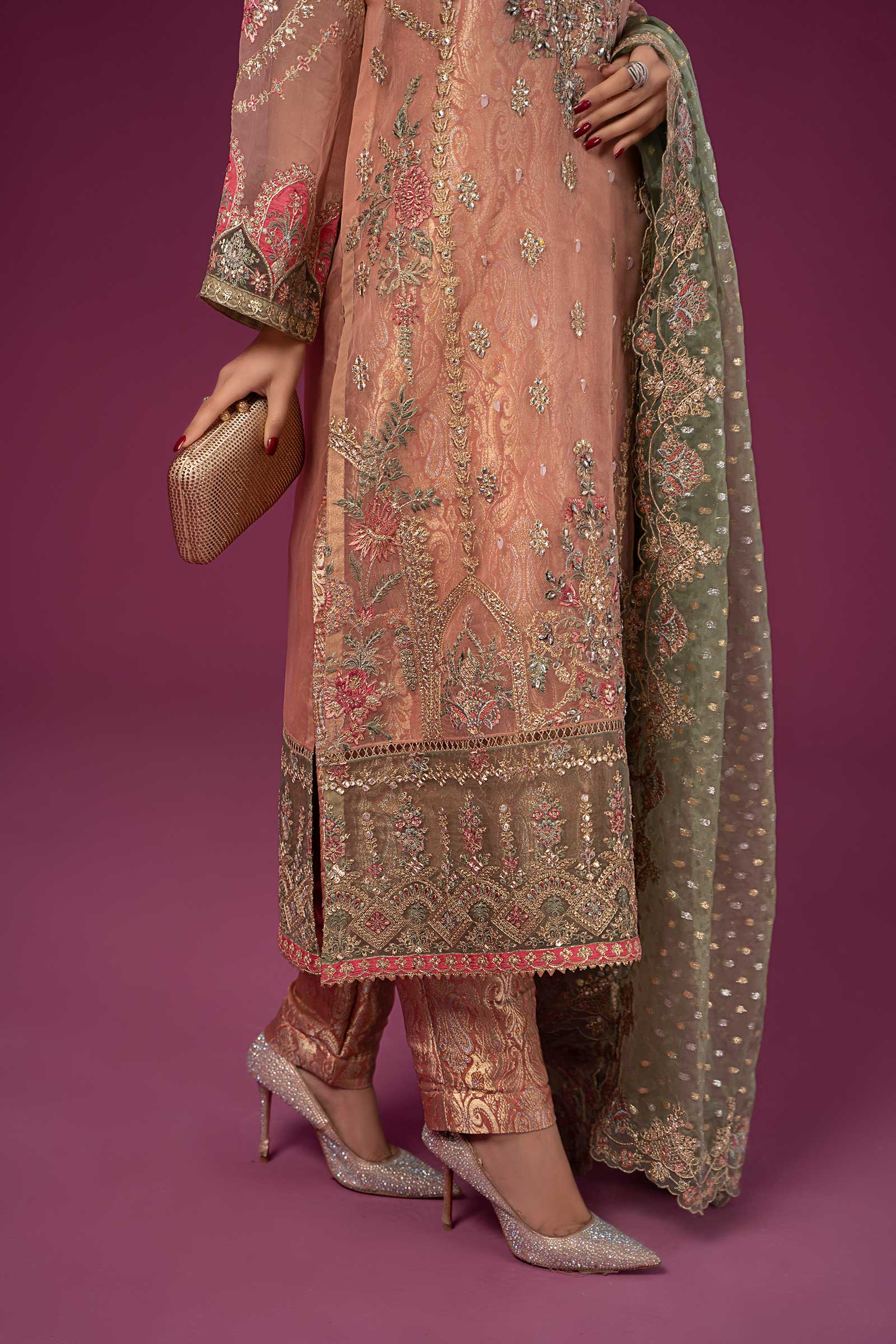 3 Piece Embroidered Organza Suit - Image 4