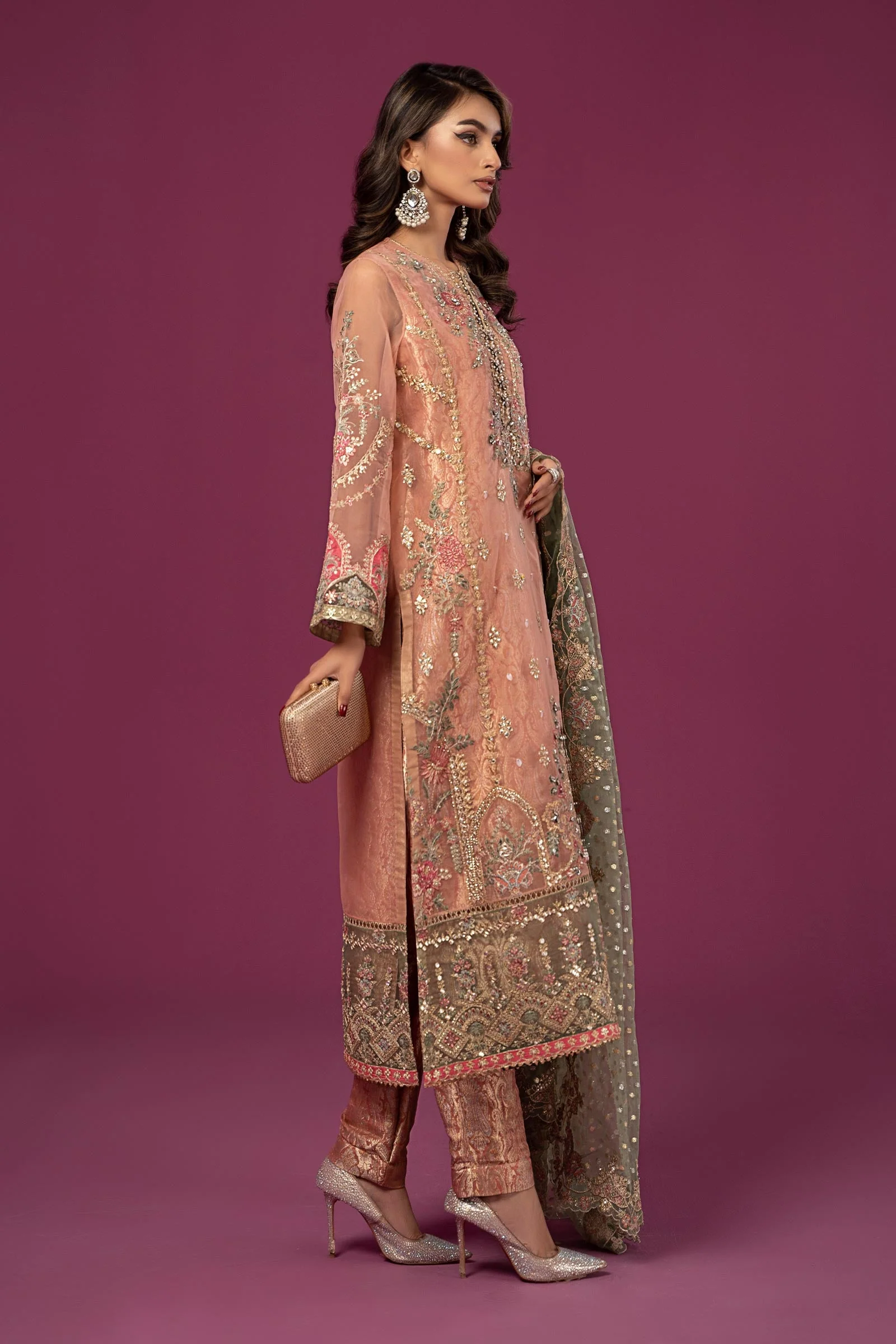 3 Piece Embroidered Organza Suit - Image 8