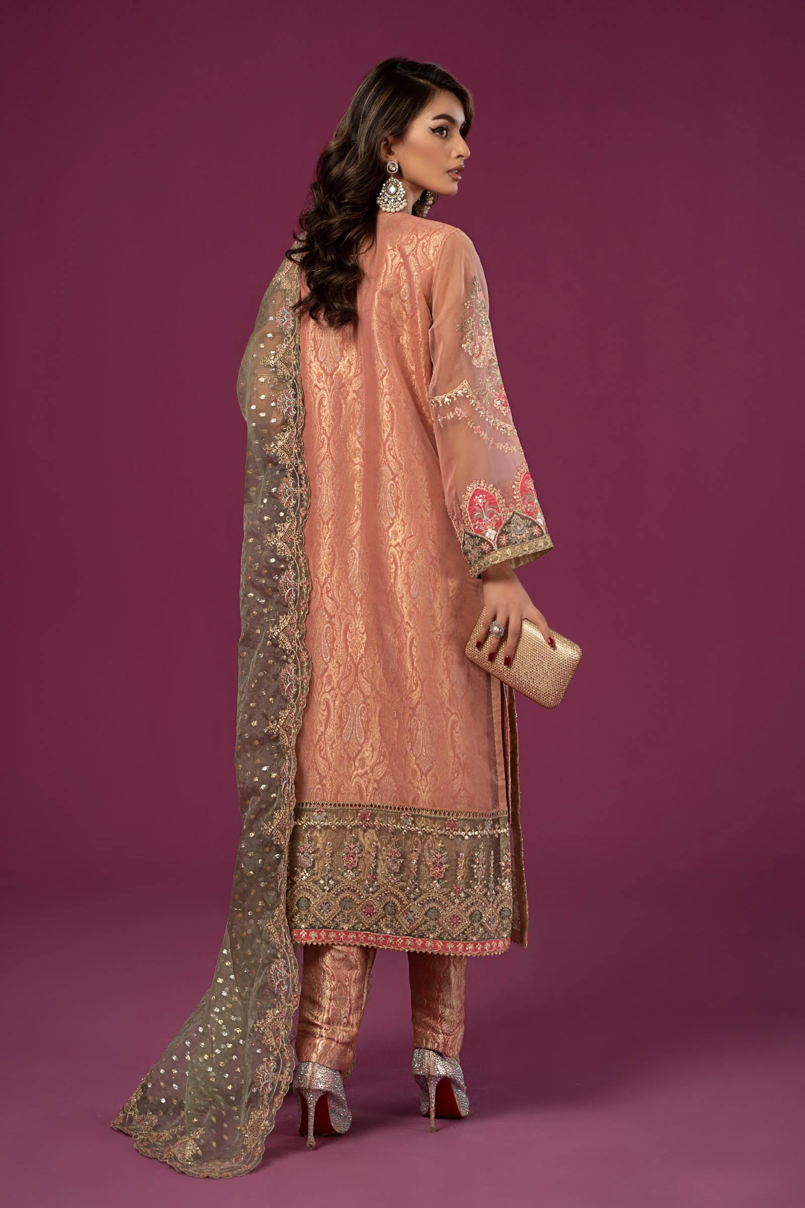 3 Piece Embroidered Organza Suit - Image 9
