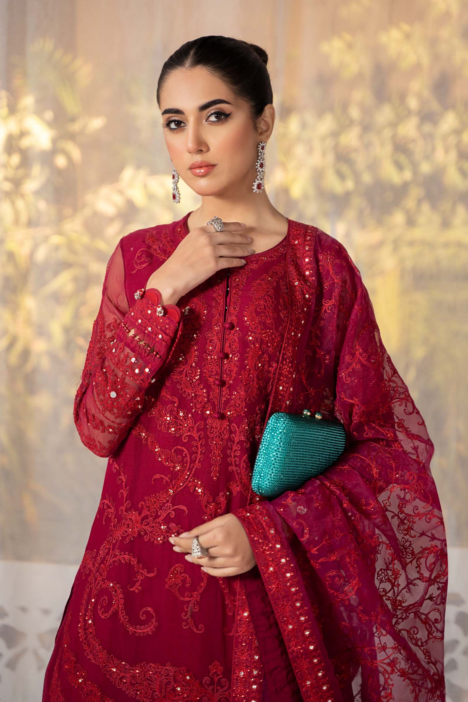 3 Piece Embroidered Organza Suit - Image 2