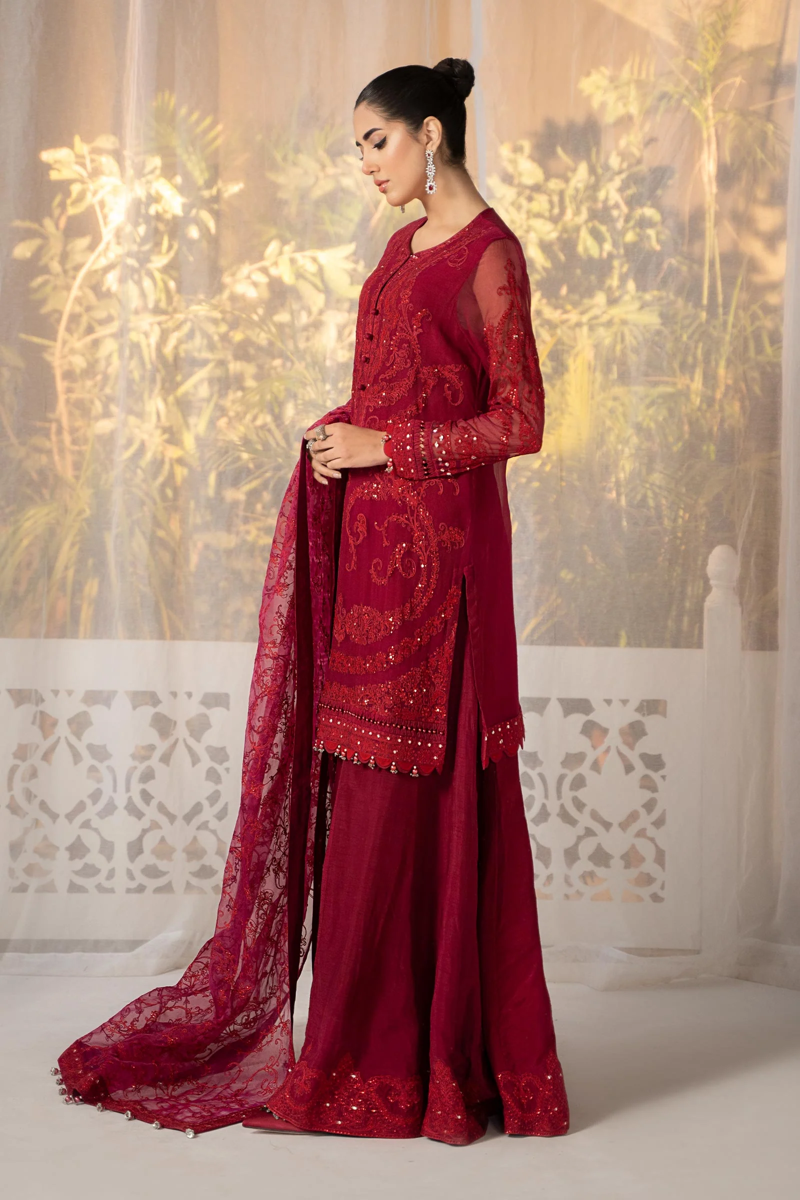 3 Piece Embroidered Organza Suit - Image 5