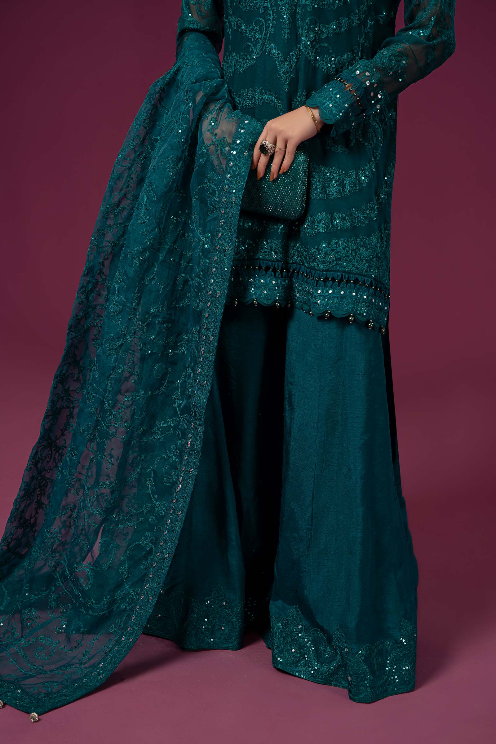 3 Piece Embroidered Organza Suit - Image 5
