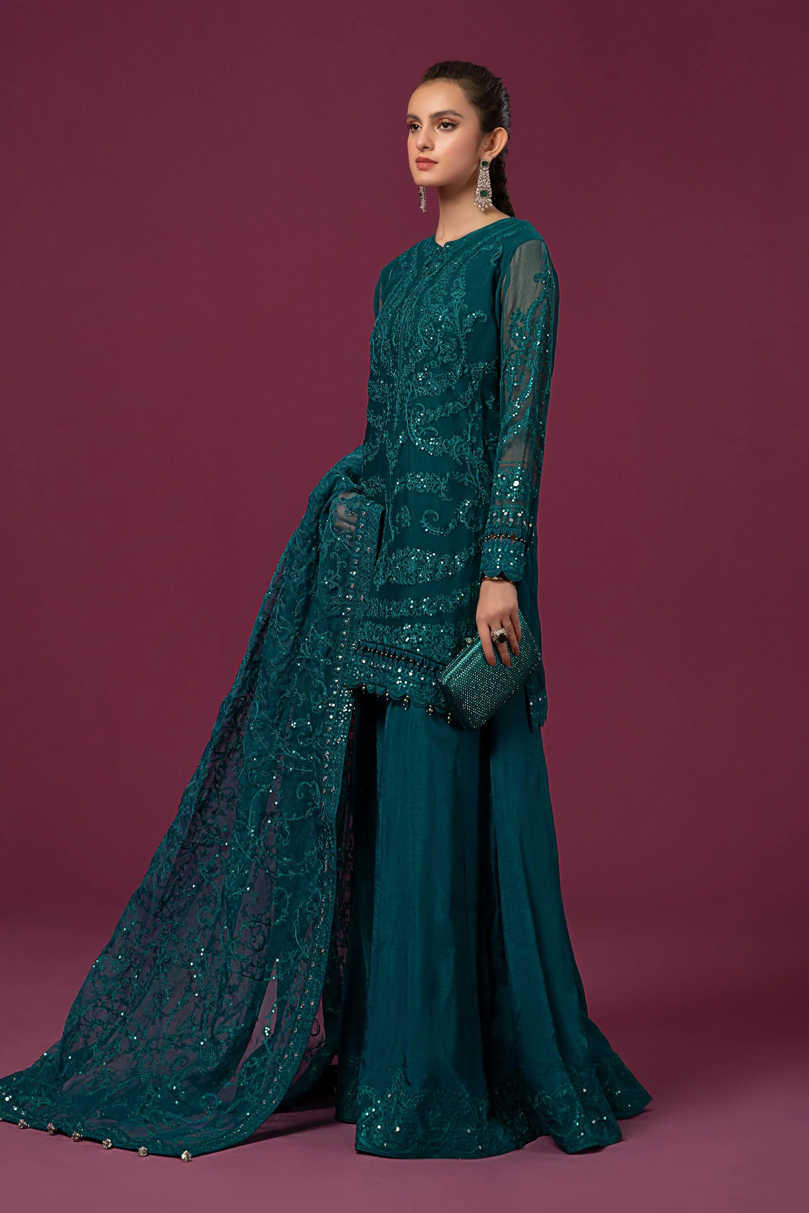 3 Piece Embroidered Organza Suit - Image 6