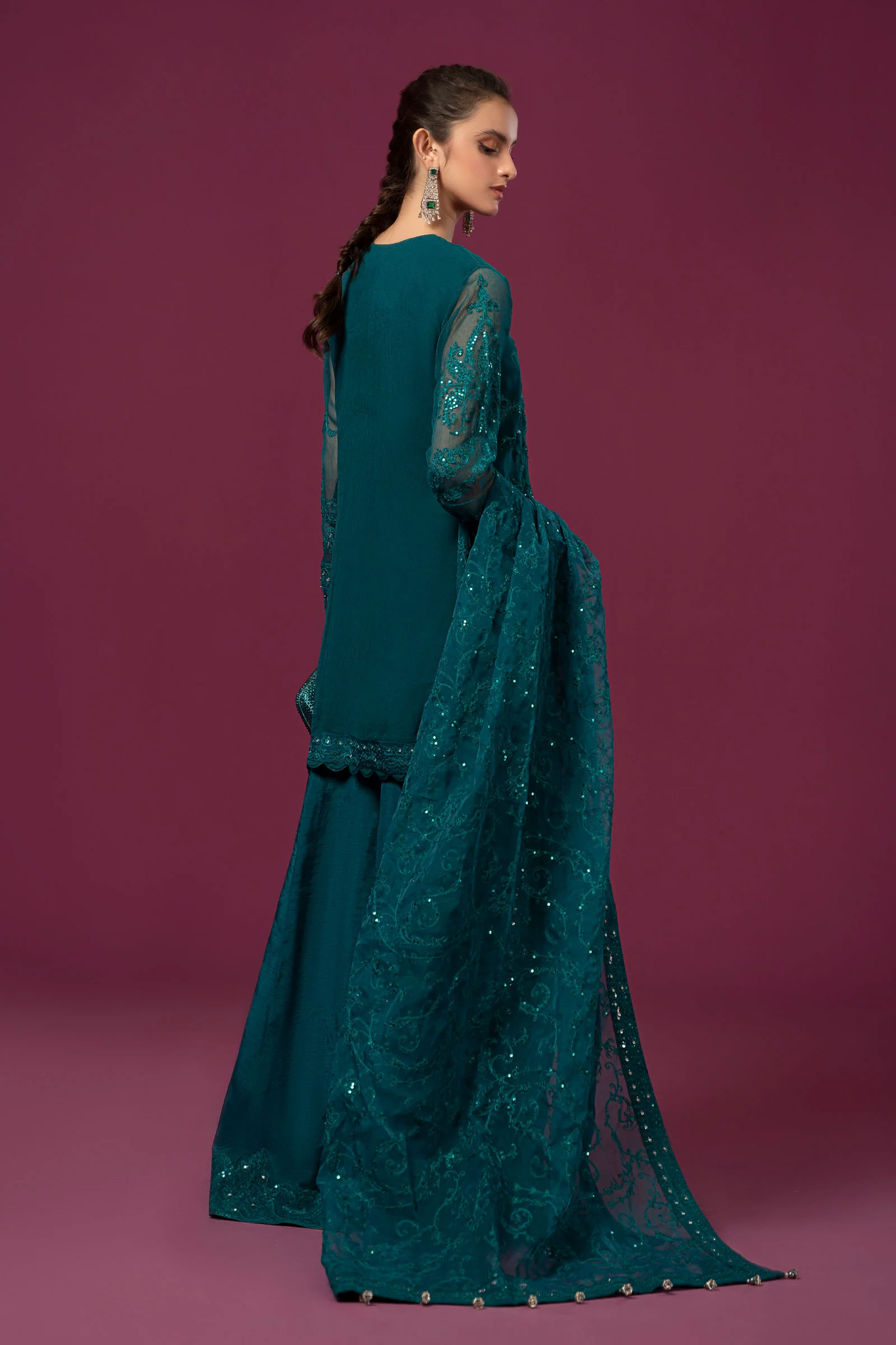 3 Piece Embroidered Organza Suit - Image 7
