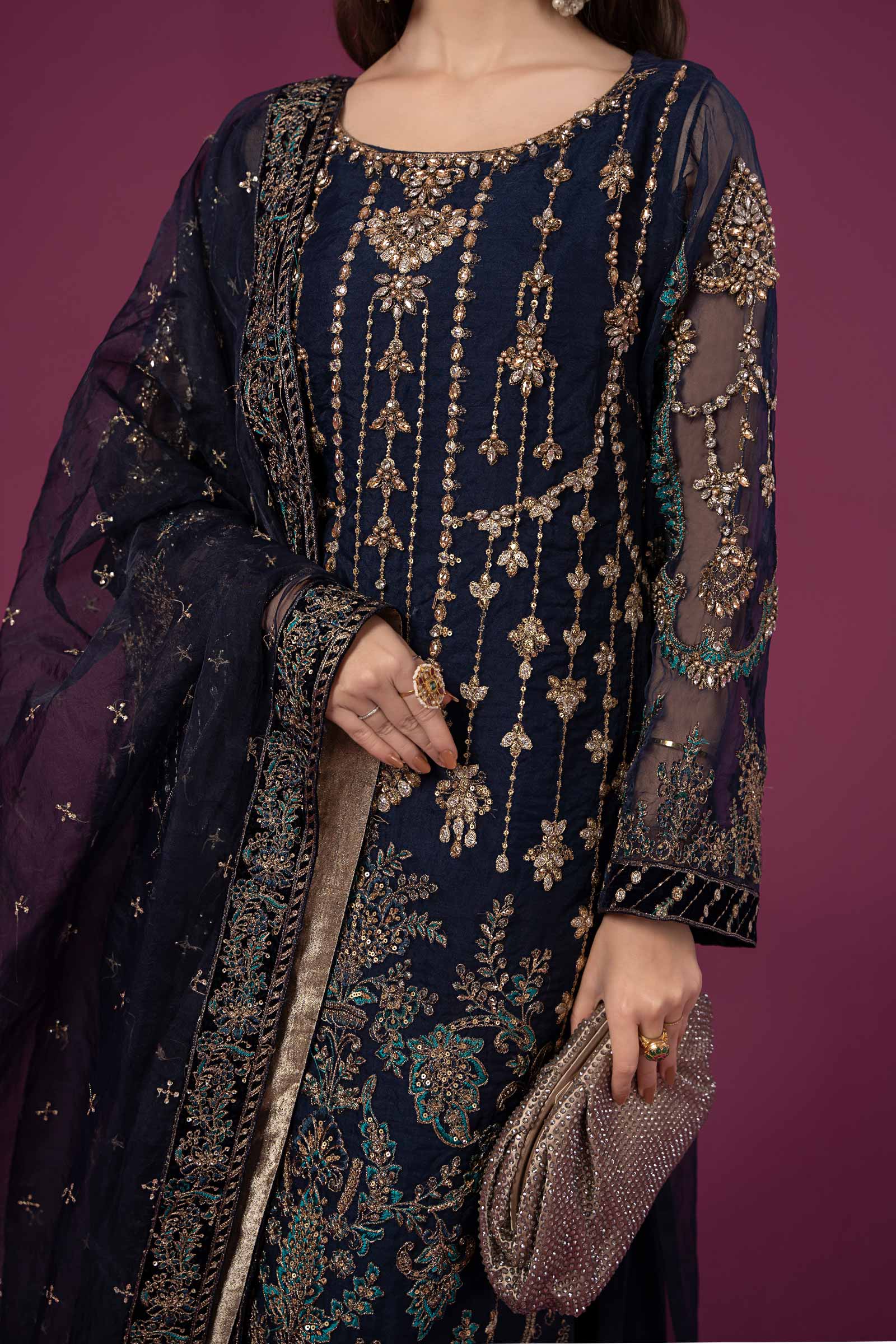 3 Piece Embroidered Organza Suit - Image 4
