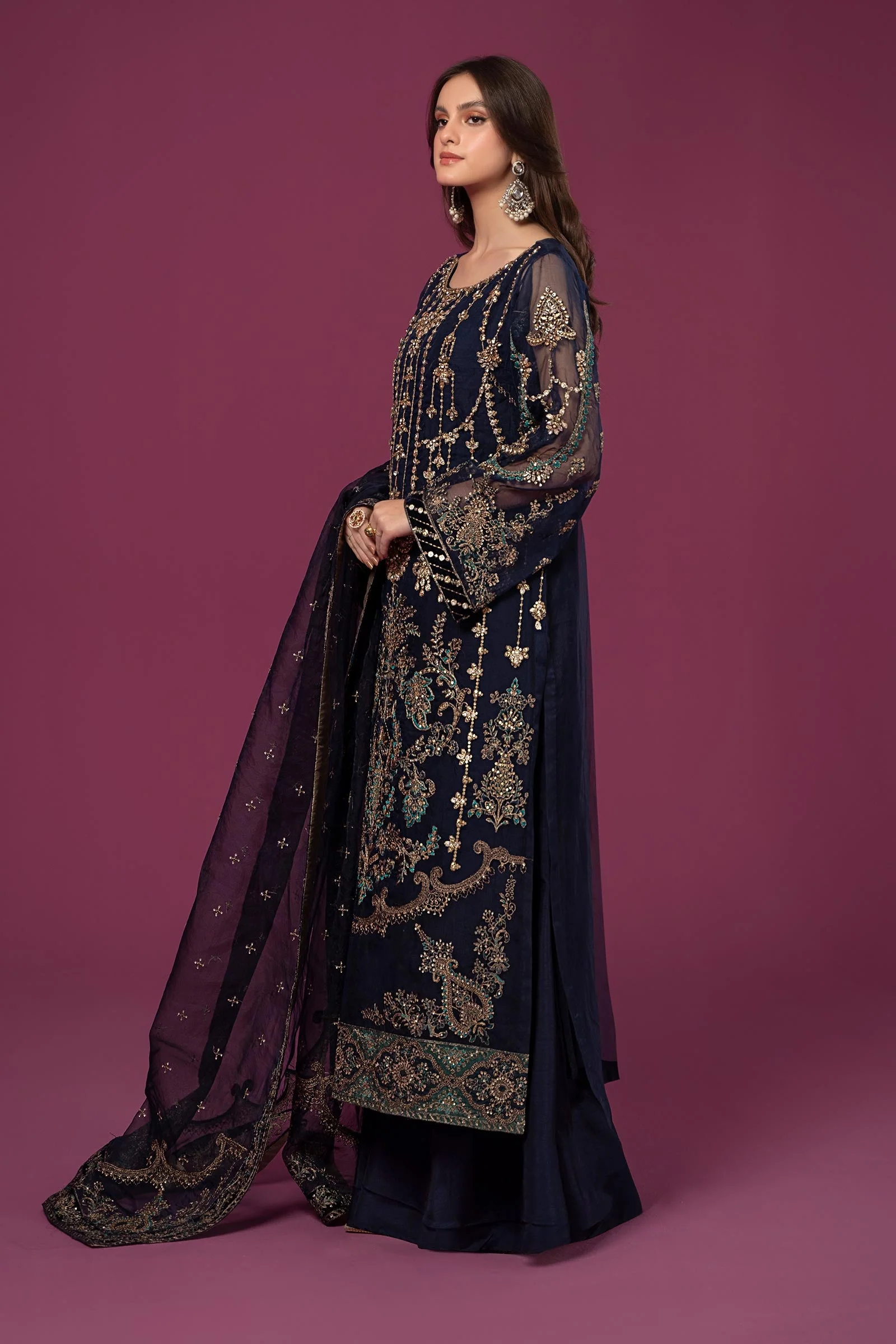 3 Piece Embroidered Organza Suit - Image 6