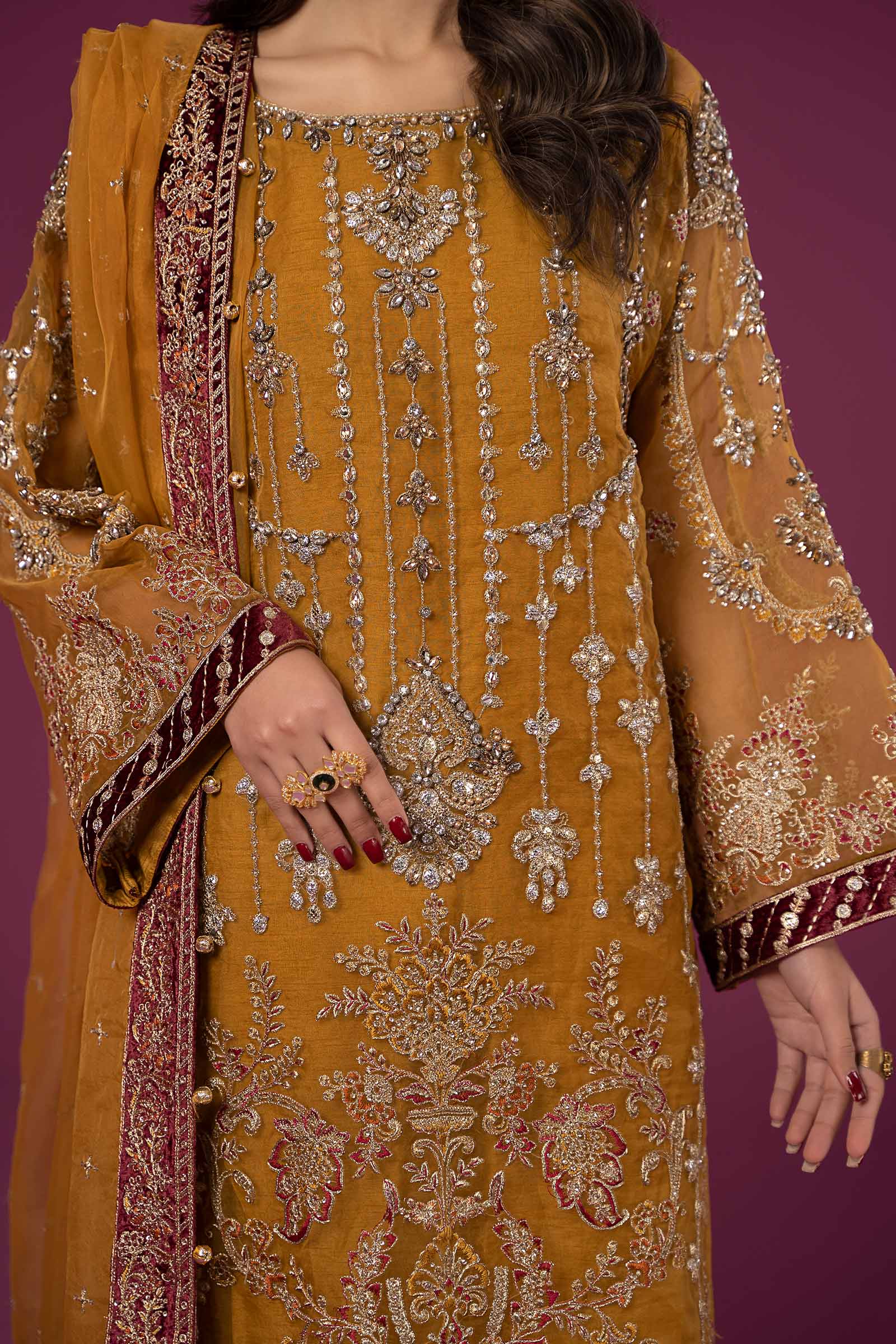 3 Piece Embroidered Organza Suit - Image 3