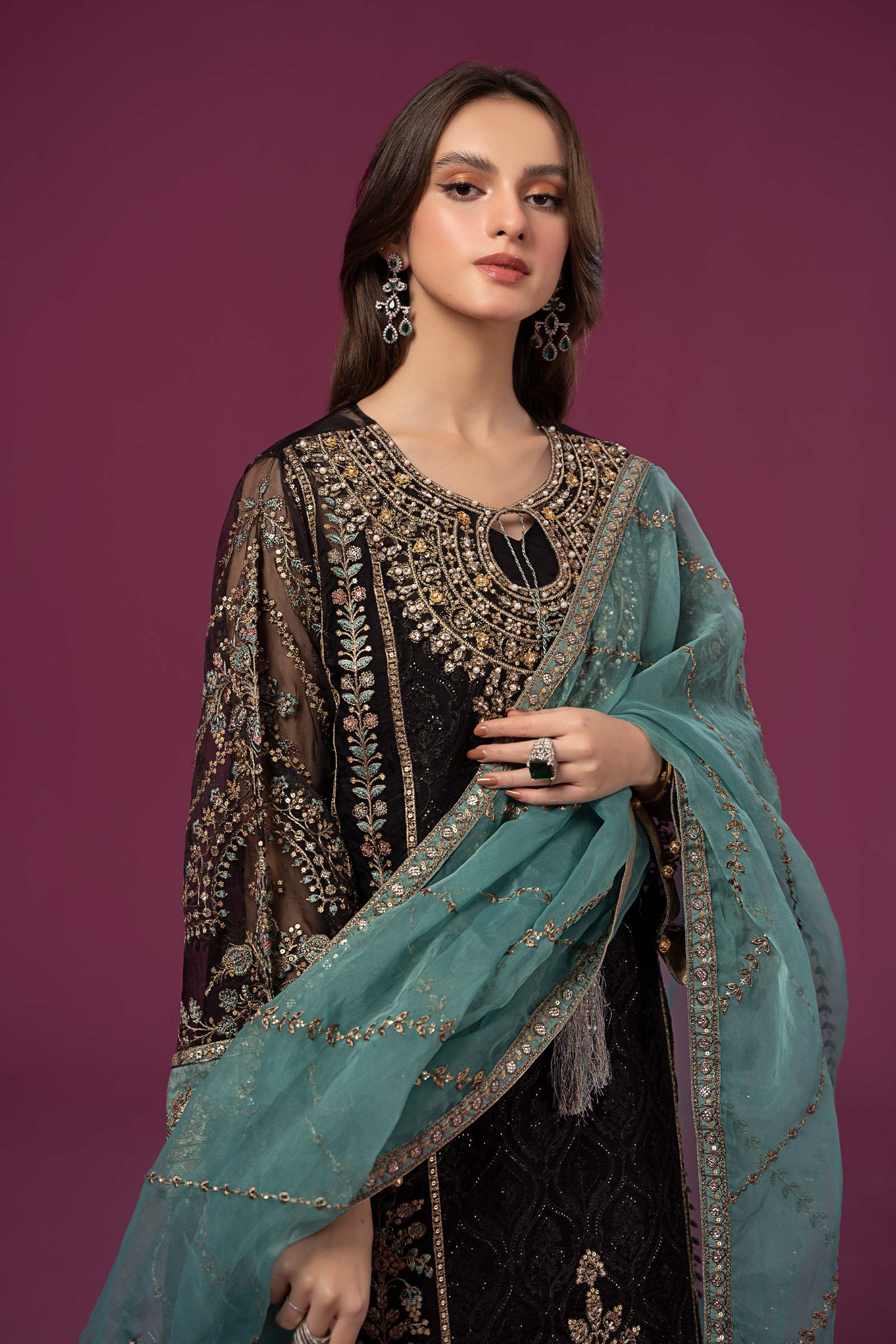 3 Piece Embroidered Organza Suit - Image 2