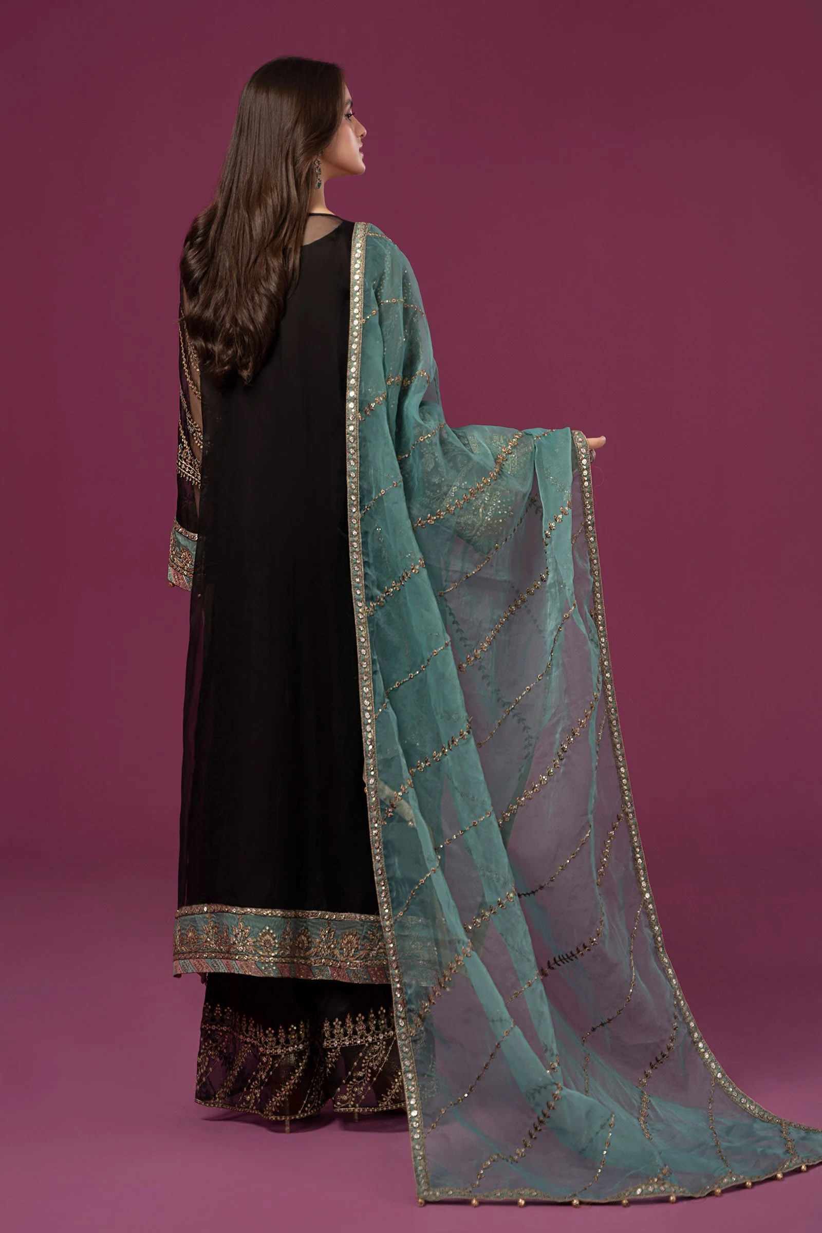 3 Piece Embroidered Organza Suit - Image 8