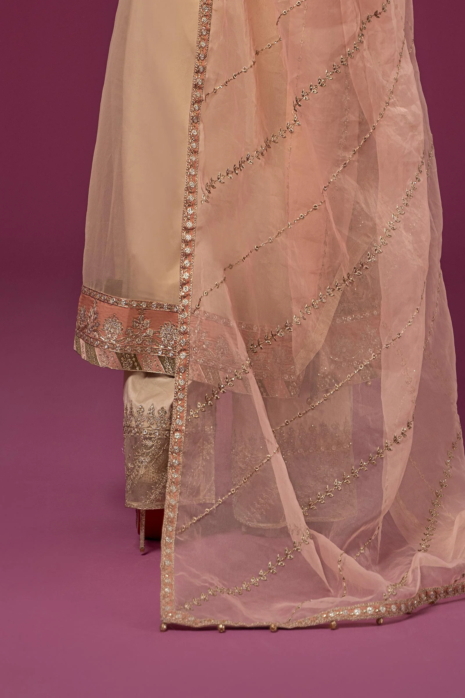 3 Piece Embroidered Organza Suit - Image 4