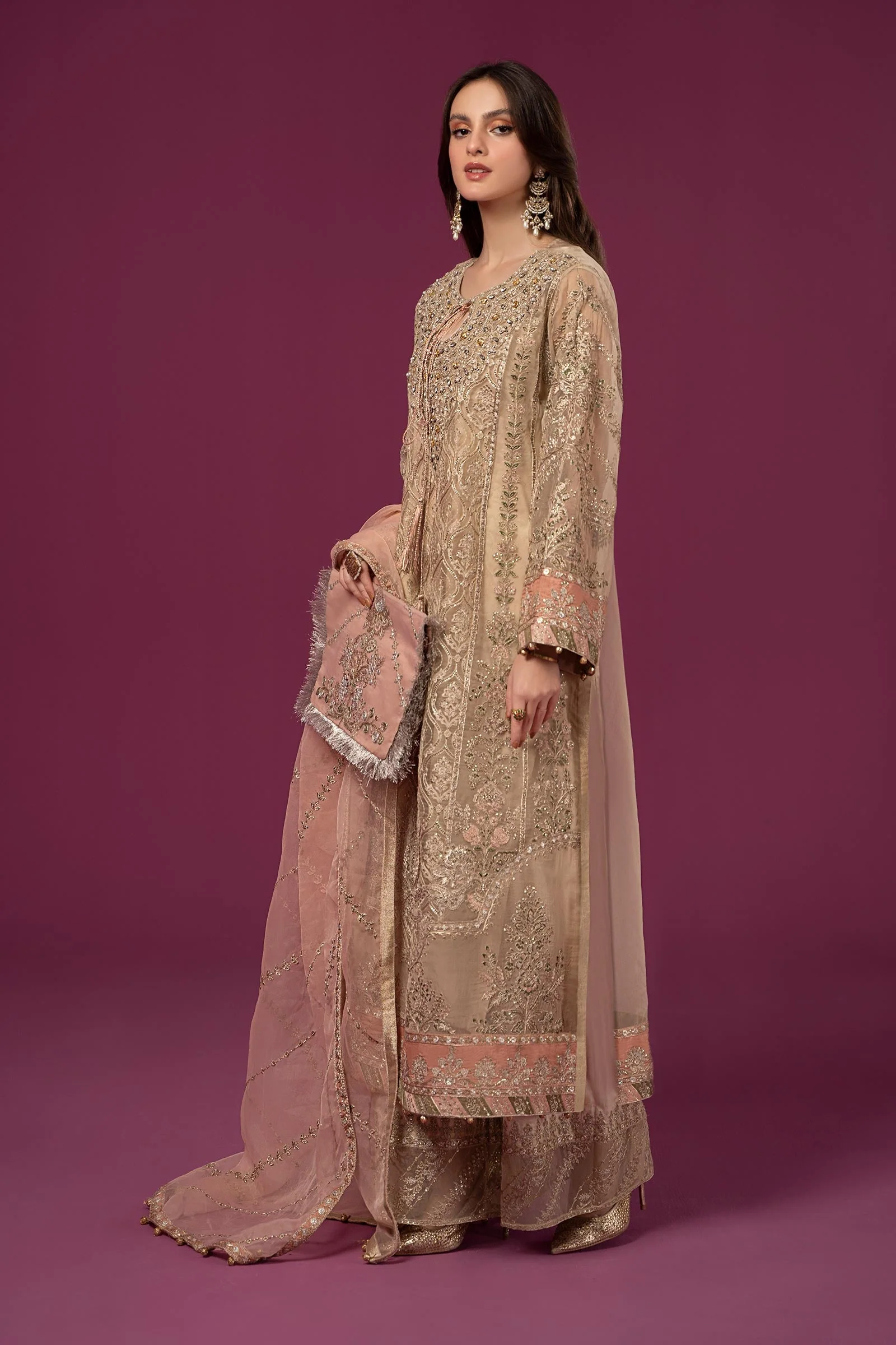 3 Piece Embroidered Organza Suit - Image 5