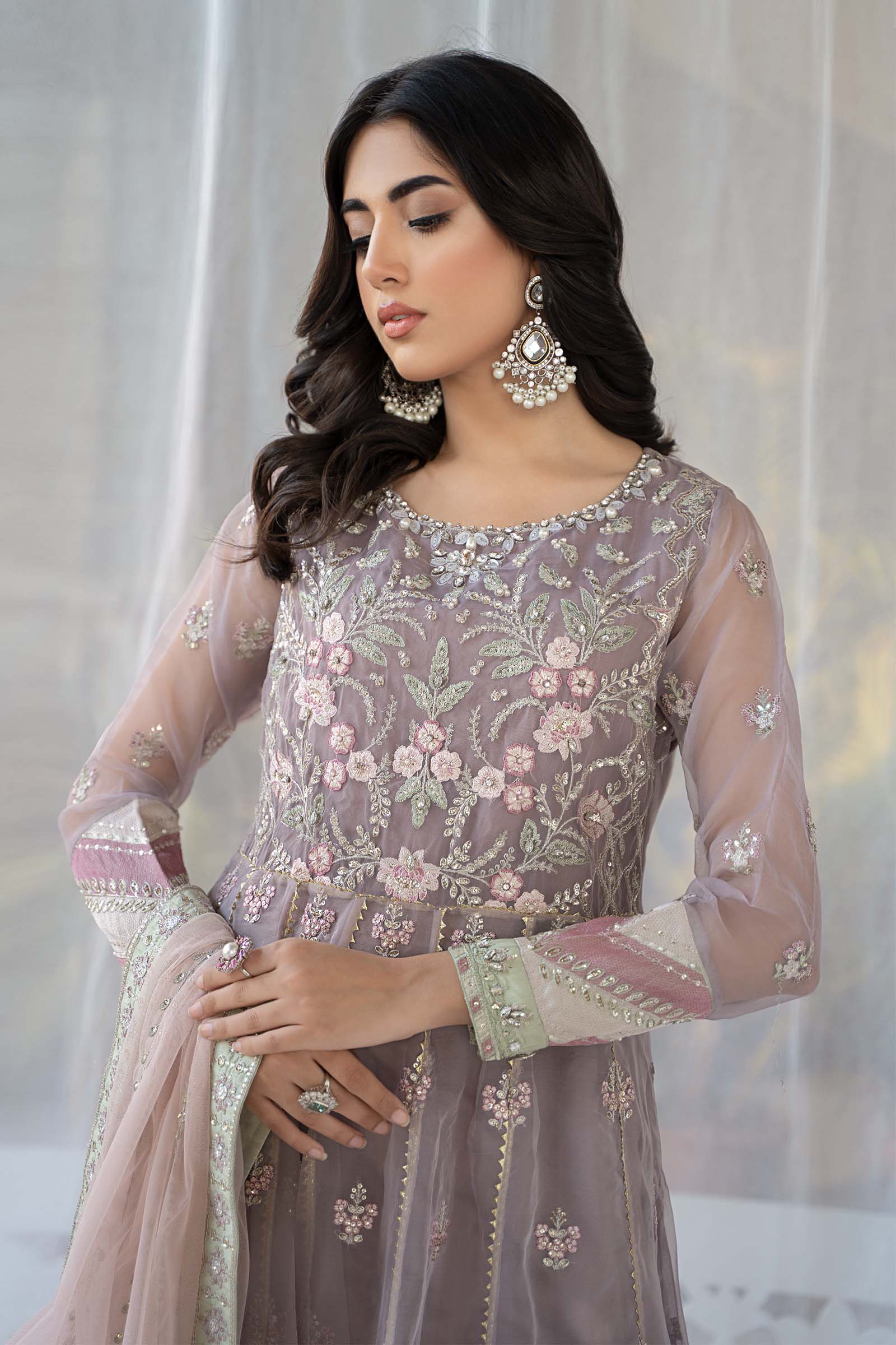 3 Piece Embroidered Organza Suit - Image 2