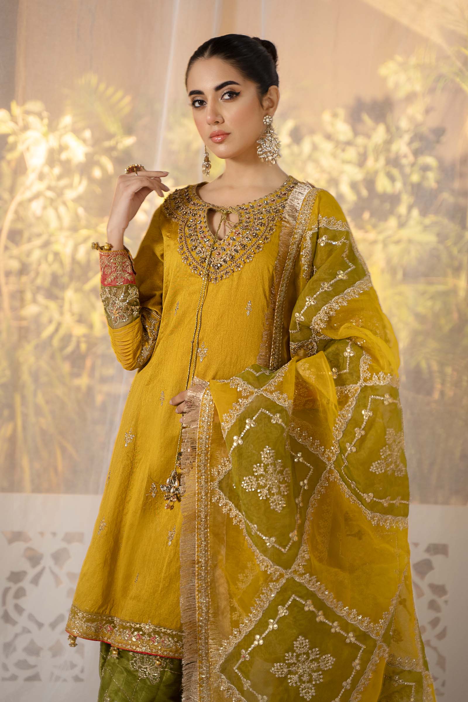 3 Piece Embroidered Raw Silk Suit - Image 2
