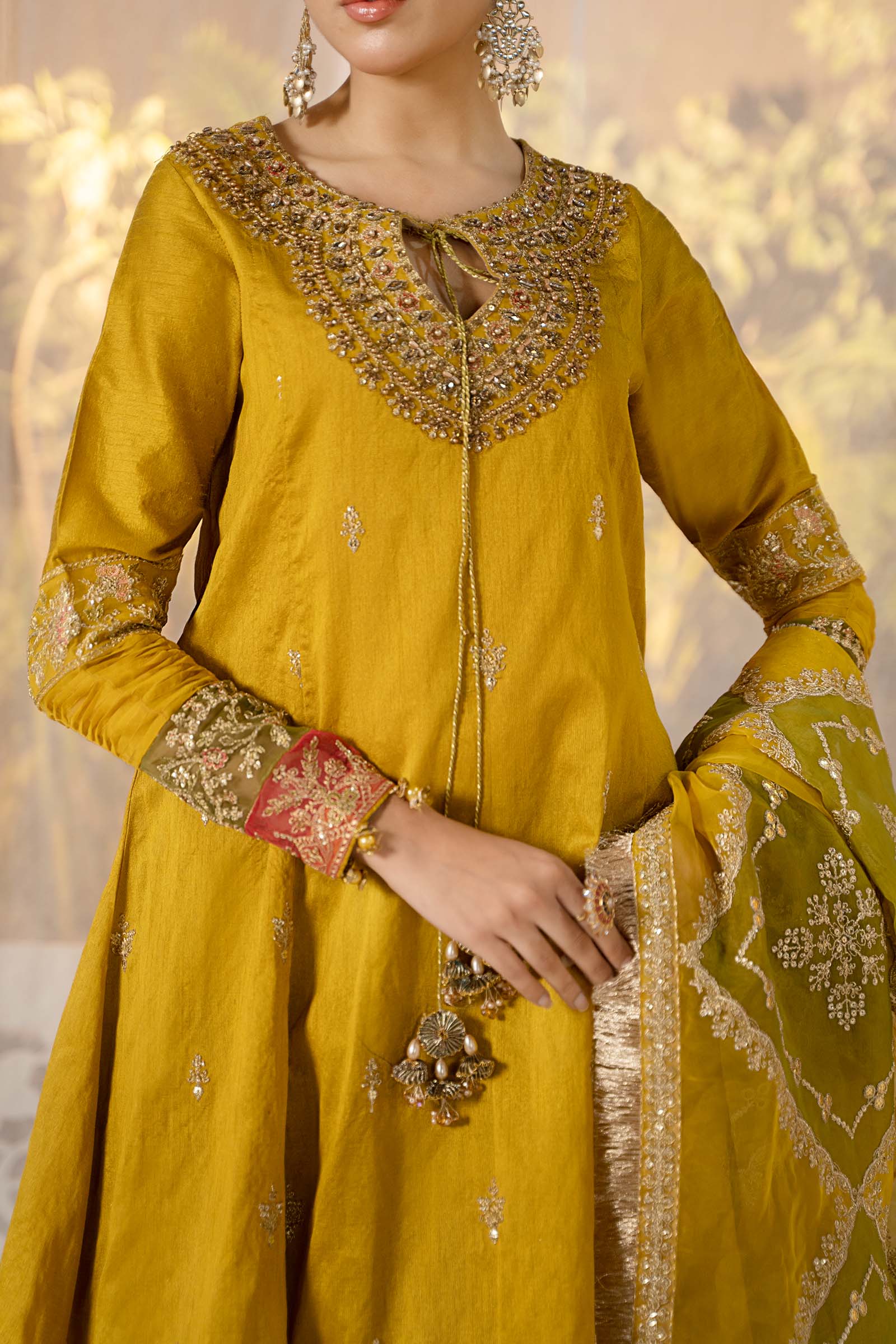 3 Piece Embroidered Raw Silk Suit - Image 4