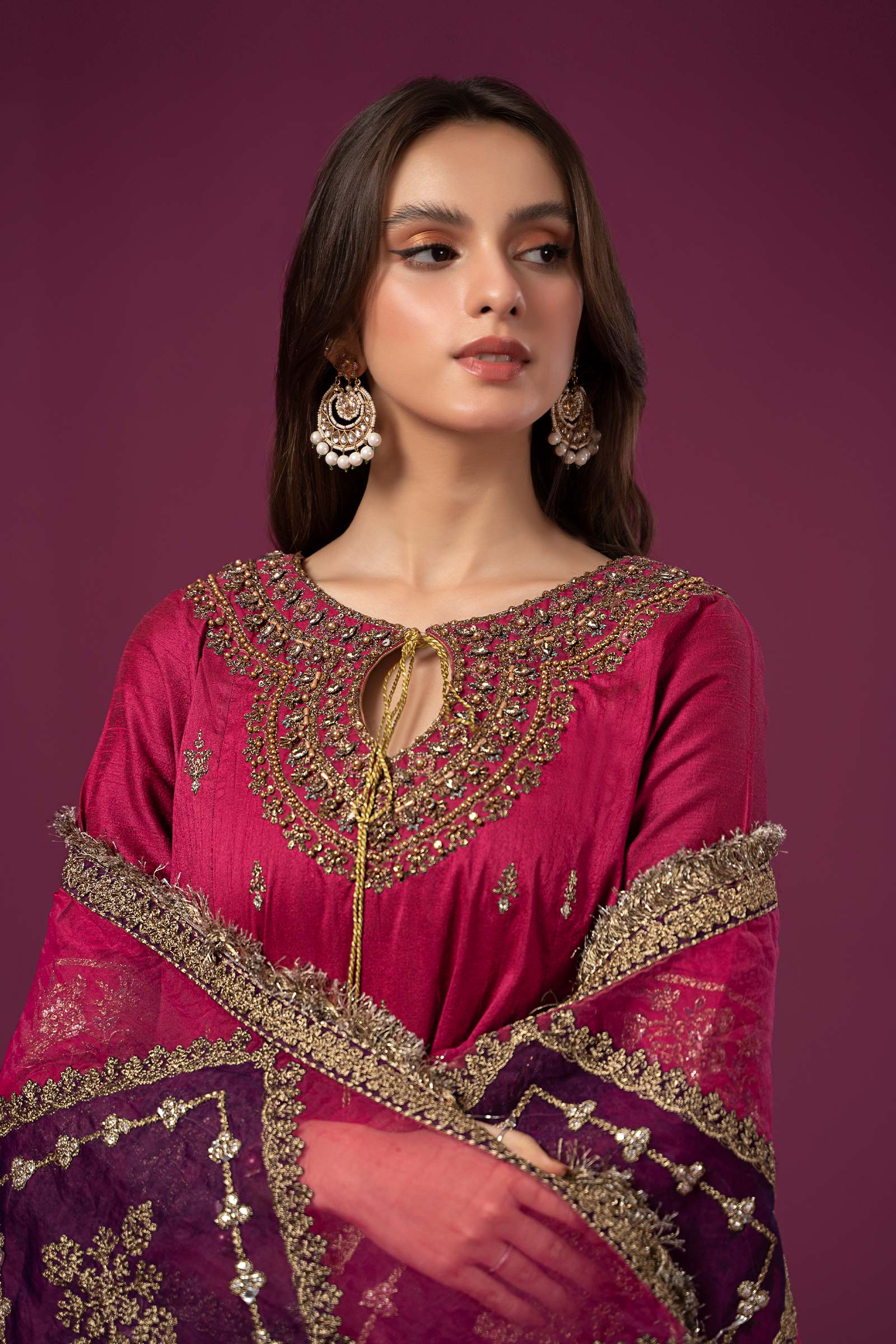 3 Piece Embroidered Raw Silk Suit - Image 2