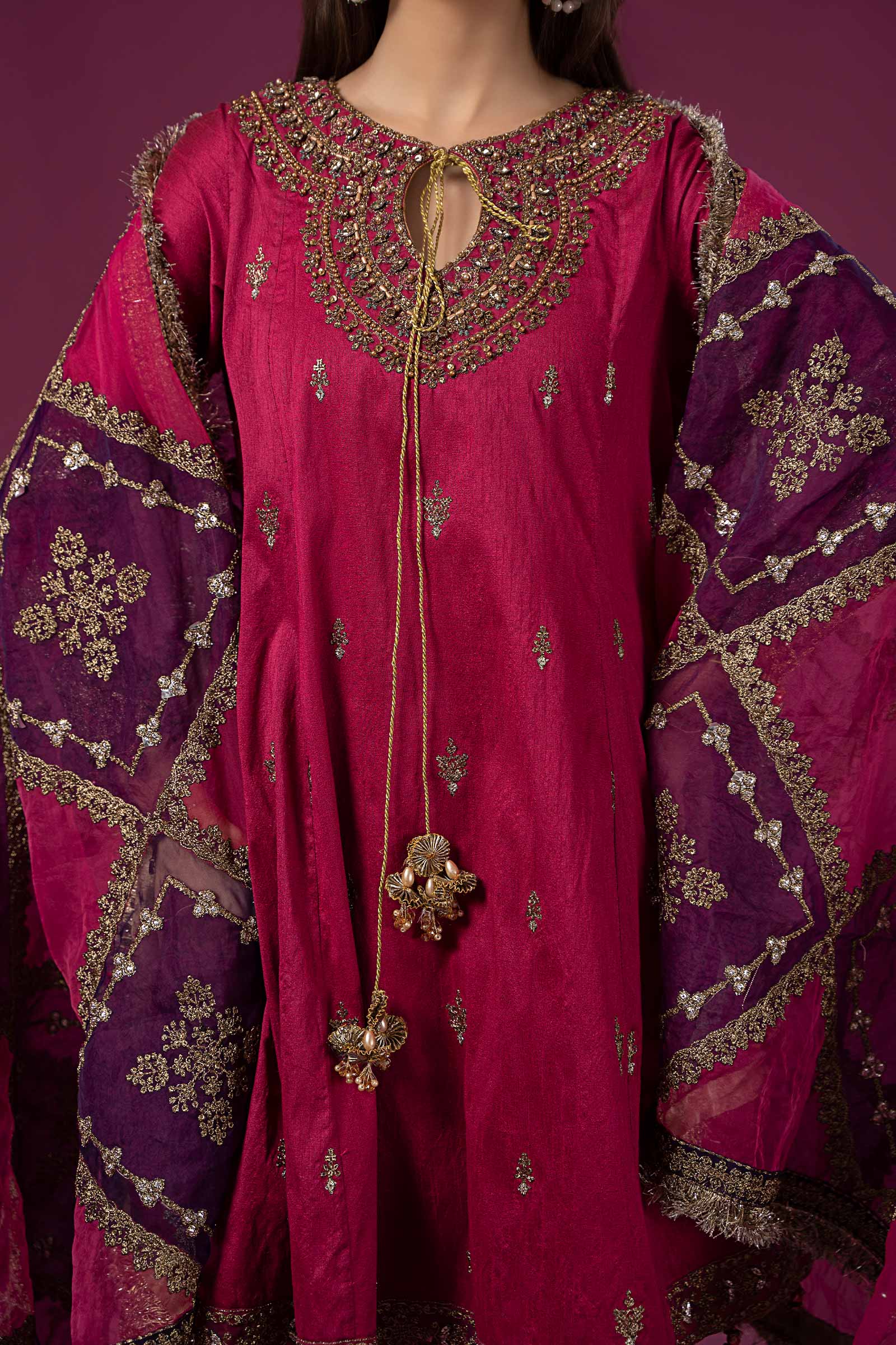 3 Piece Embroidered Raw Silk Suit - Image 5